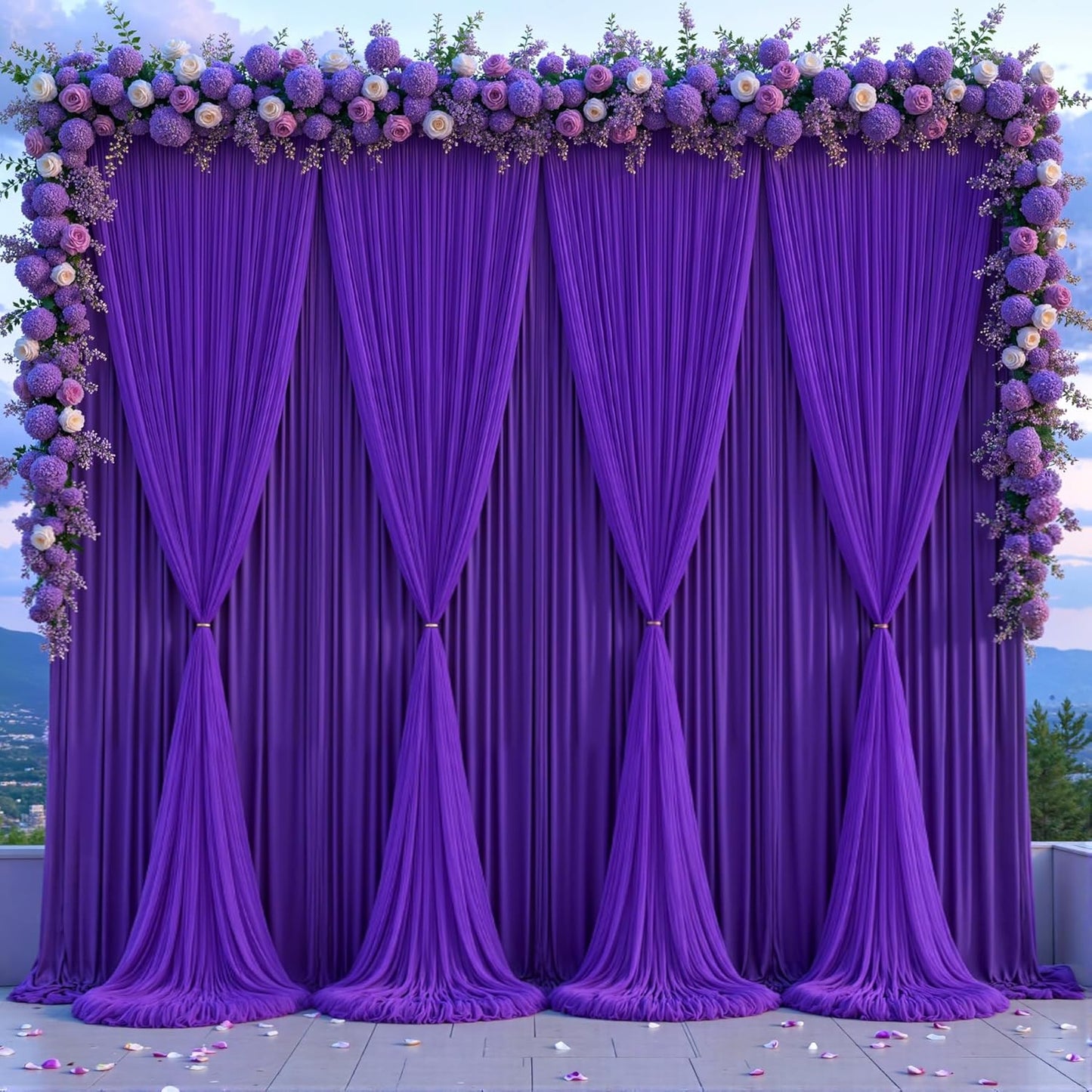 Purple Tulle Backdrop Curtain for Parties Wedding,5ft x 10ft Wrinkle Free Curtain Backdrop,2 Layer Drapes for Backdrop,Polyester Wedding Back Drop for Bridal Shower Birthday Baby Shower Photography