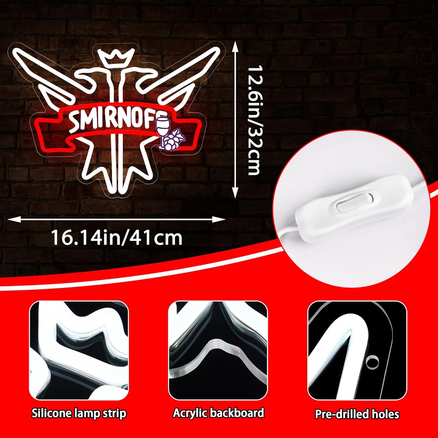 Beer Neon Sign for Wall Decor Bar Signs for Home Bar Lights Beer led Signs for man Vodka LED Light Up Sign for Bedroom Wall Birthday Party Man Cave Club Decor Gifts for men Size16.1 * 12.6in(JTD235)