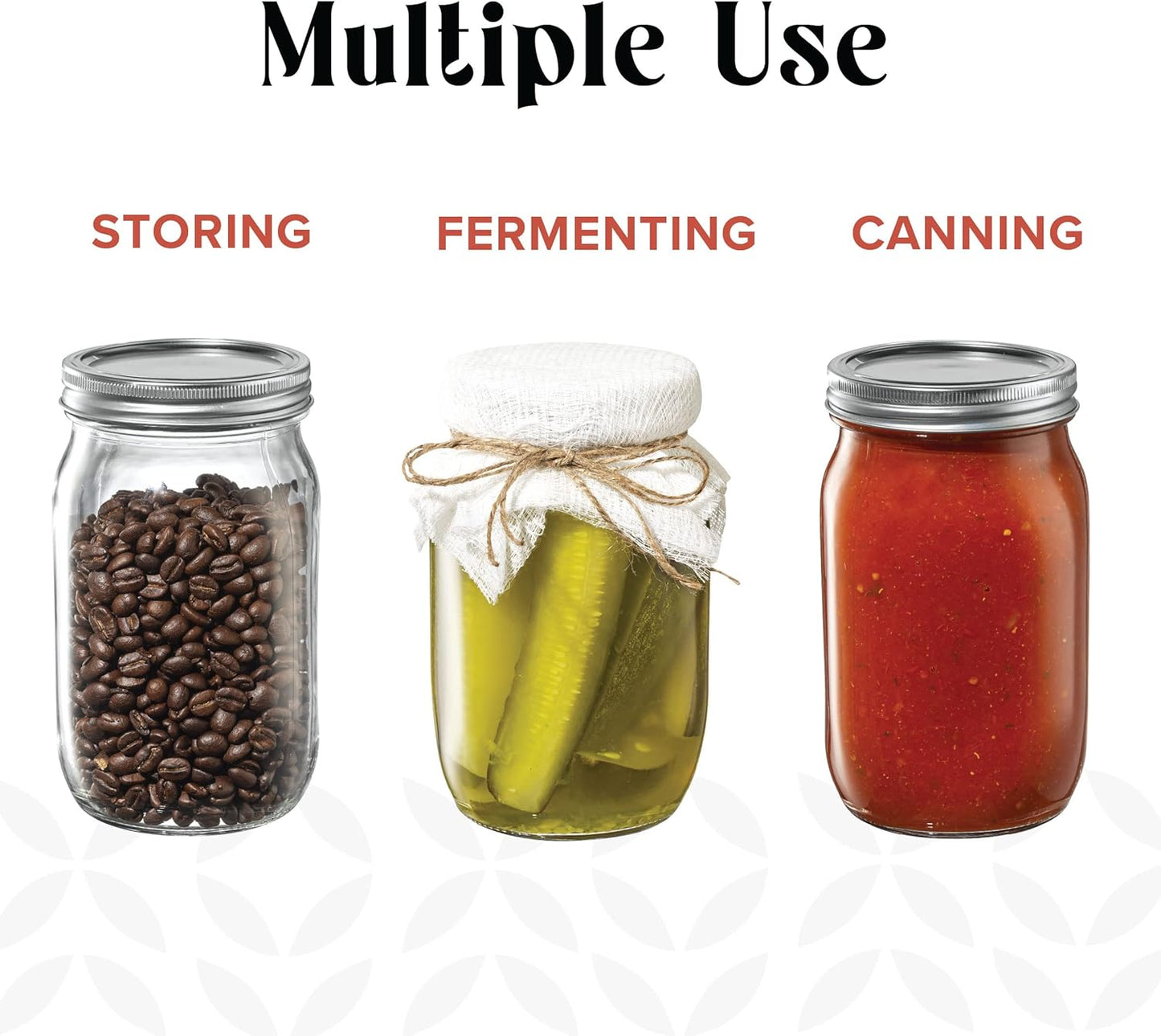 [6 Pack] 16 oz. Regular-Mouth Glass Mason Jars with Metal Airtight Lids and Bands for 1 Pint Canning, Preserving, & Meal Prep