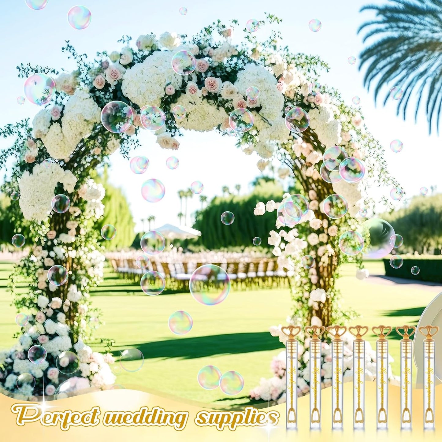 150 Pcs Bubble Wands Bulk for Wedding Party Mini Heart Wand with Bubble Solution for Wedding Bridal Showers Valentine Anniversary Graduation Birthday Supplies(Gold,Thank You)