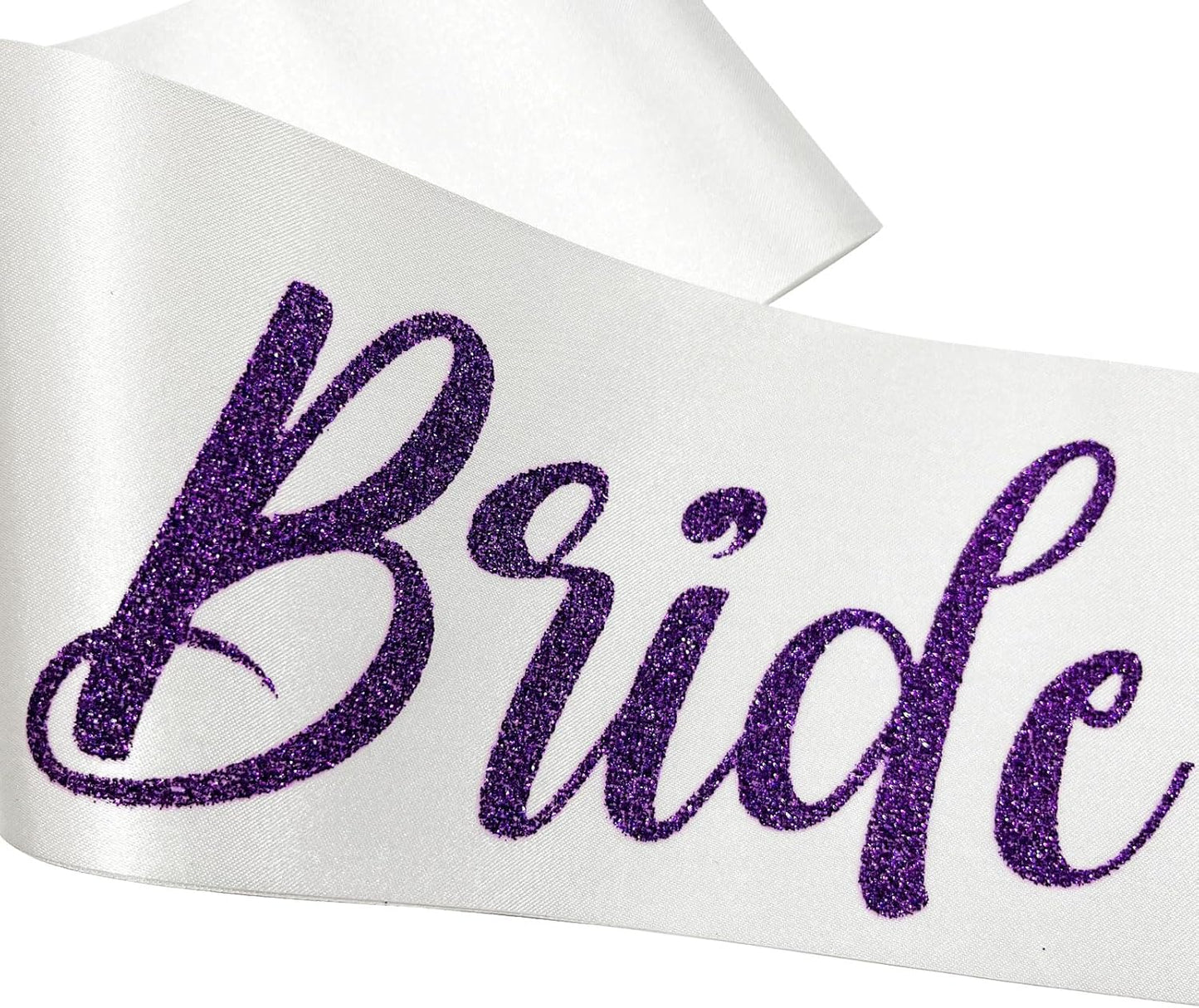 Bride Sash Bachelorette Party Purple, Bride To Be Sash Bridal Shower Sashes Bachelor Decorations Just Married Gift Engaged Decor Accessories,White Purple