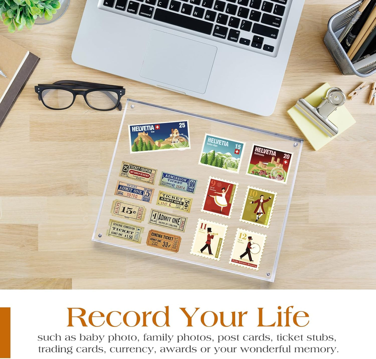 TWING 2 Pack Acrylic Picture Frame 8 x 10 Magnetic Picture Photo Frame,10+10MM Clear Picture Frame, 8 by 10 Picture Frames Acrylic Magnetic Photo Frame Self Standing Double Sided,Gift