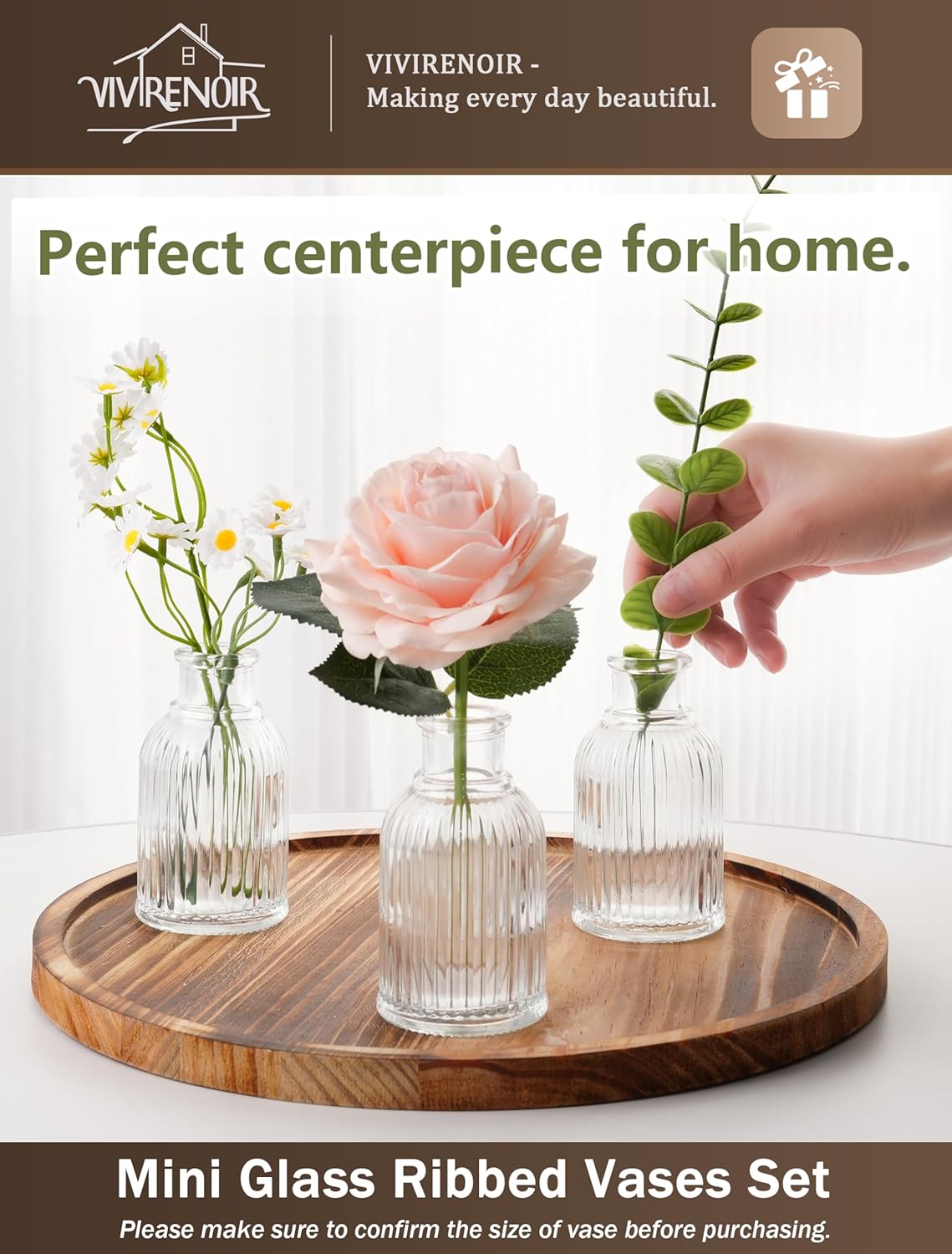 Glass Bud Vases Set of 36, Small Flower Vase in Bulk, Clear Mini Ribbed VaseS for Centerpieces, Modern Wedding Reception Table Decorations