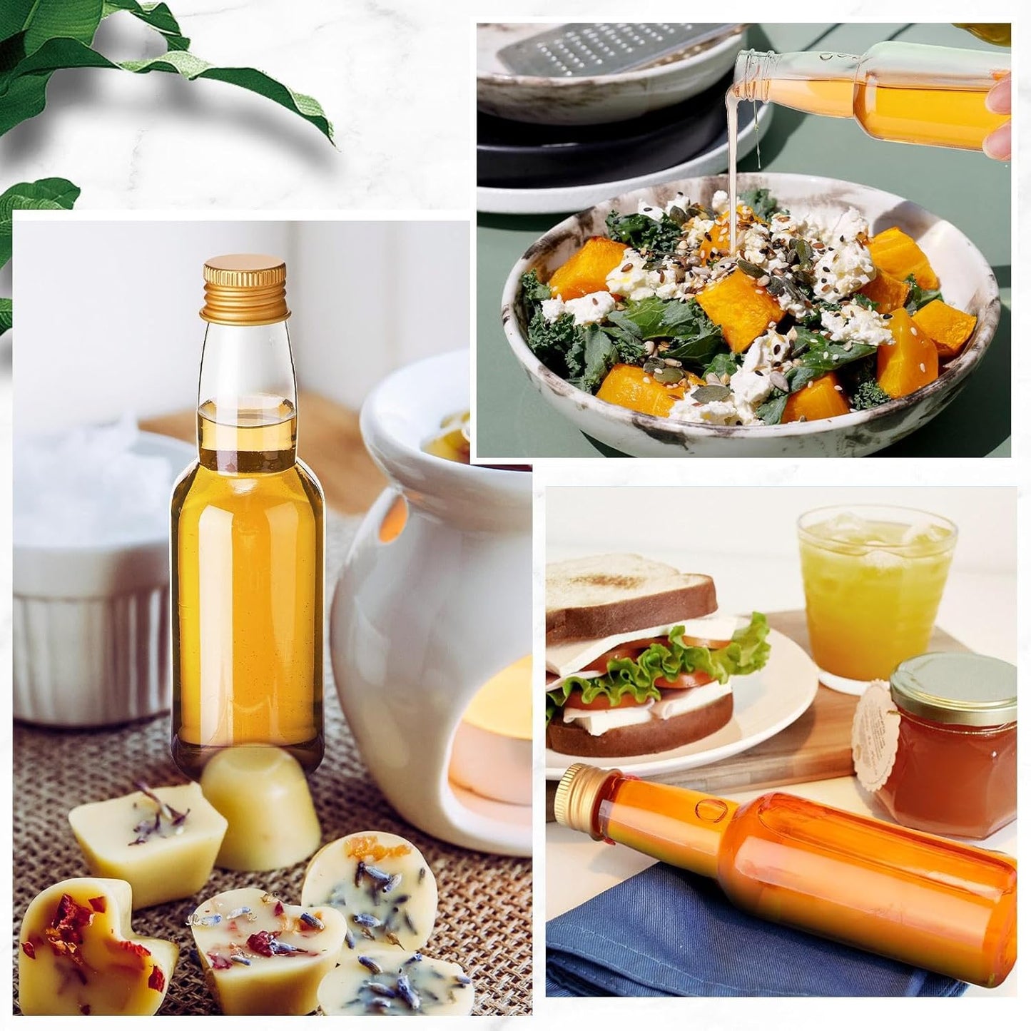 120 Pcs Mini Liquor Bottles Airtight Shot Miniature Empty Plastic Alcohol Spirit Shot Bottles with Funnels for Party Favors, Weddings(3.3 oz,Silver)