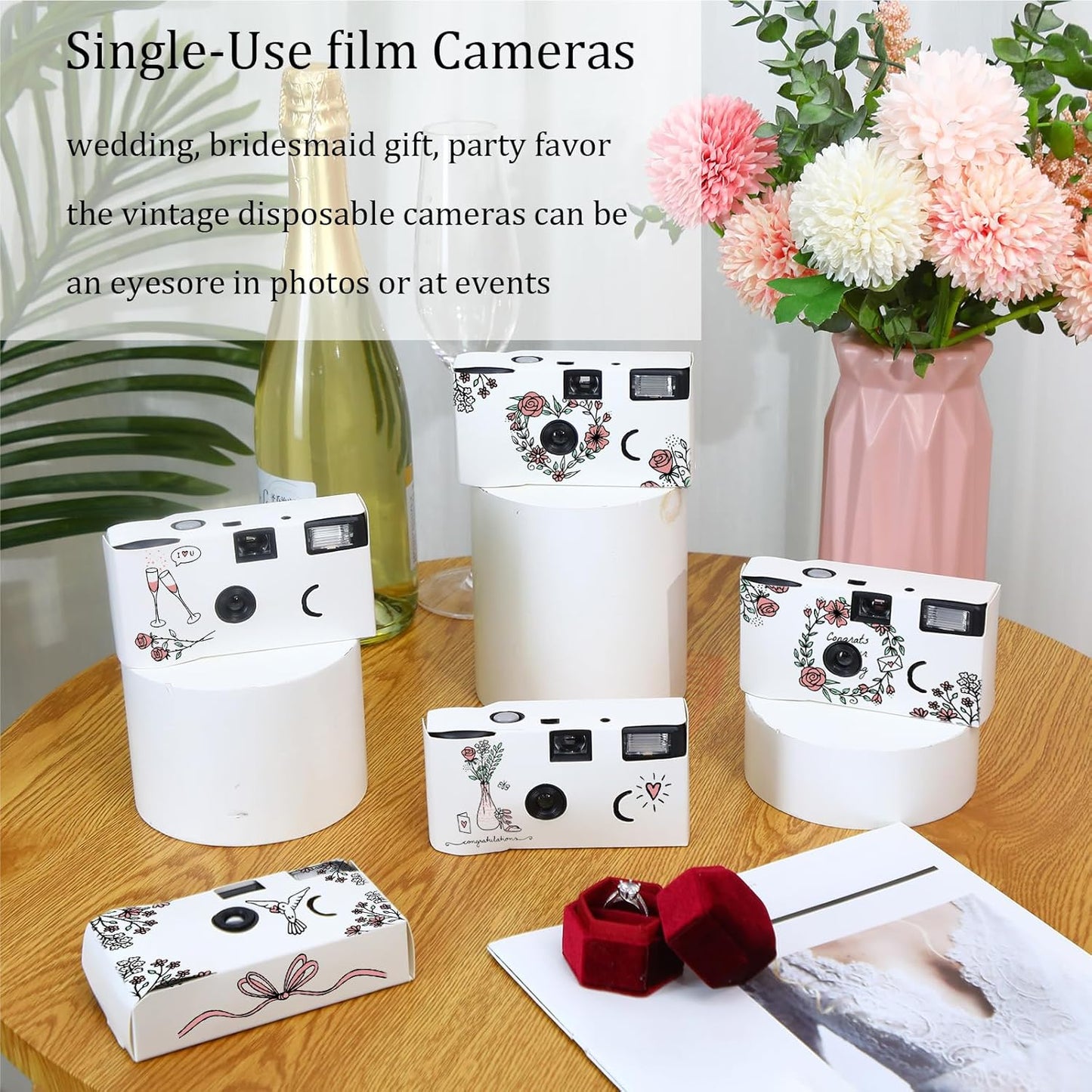 Kanayu 14 Packs DIY Disposable Cameras Bulk, White Single Use Camera with 35mm Iso 400 Film Bright Flash for Weddings, Baby Showers, Birthday Parties Anniversary Events, Easy to Use, Vintage