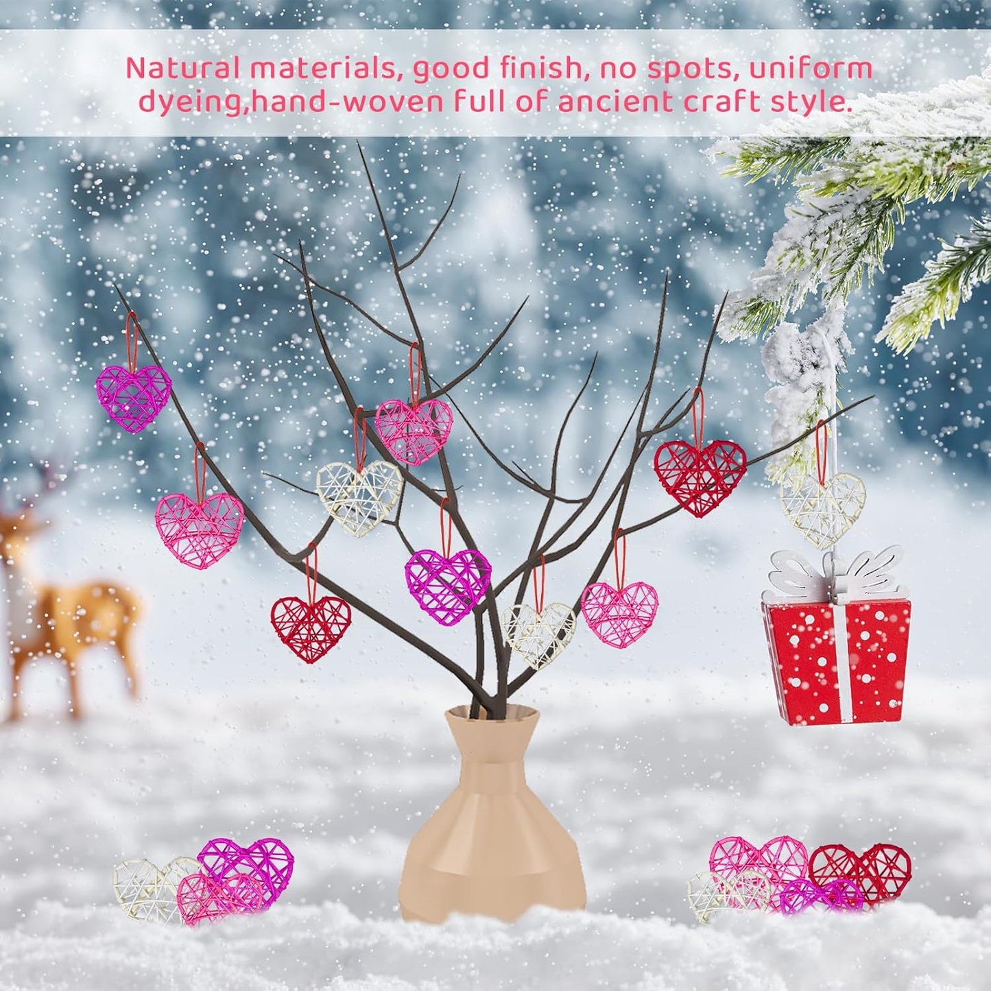 36pcs Valentine's Day Rattan Balls Heart Balls Decoration for Home Decoration Valentine's Day