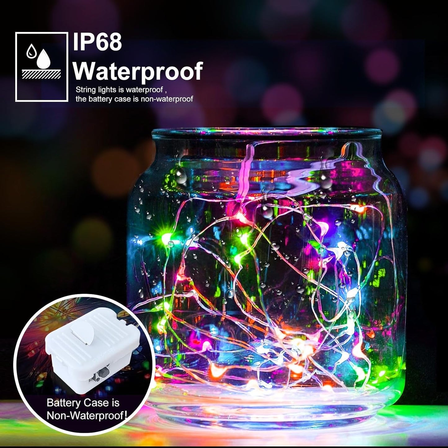 pozzolanas 24 Pack 7ft Waterproof LED Fairy Lights - Battery Operated String Lights with 20 LEDs for Home, Mason Jar, Party, Wedding, Halloween, Christmas Decorations (12 Multicolor & 12 Warm White)