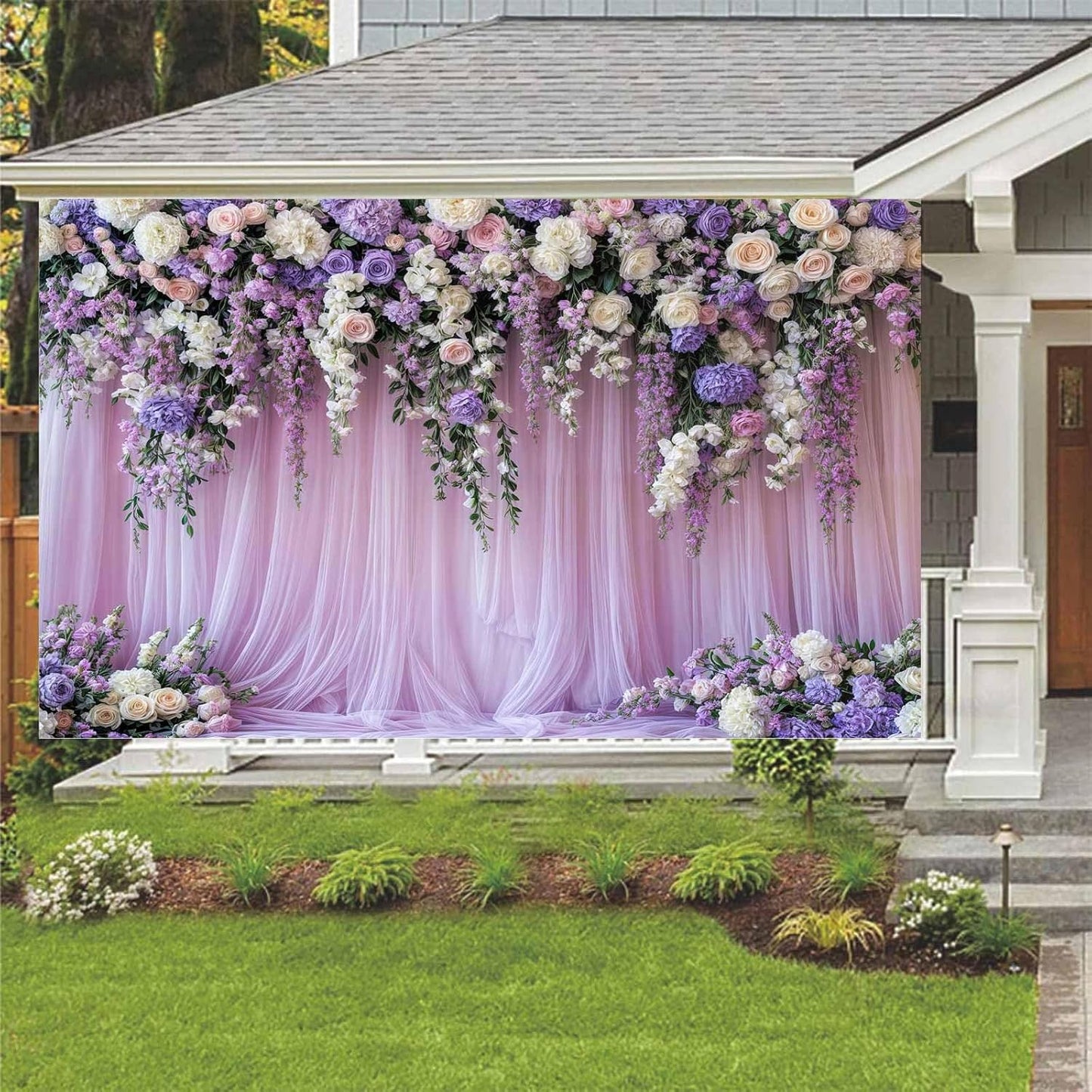 10x10ft Purple Lavender Floral Bridal Backdrop Wedding Flower Photography Backdrop for Girl Portrait Baby Shower Birthday Party Decor Banner Mother's Day Party Wall Backdrop Studio Photo Backgrounds