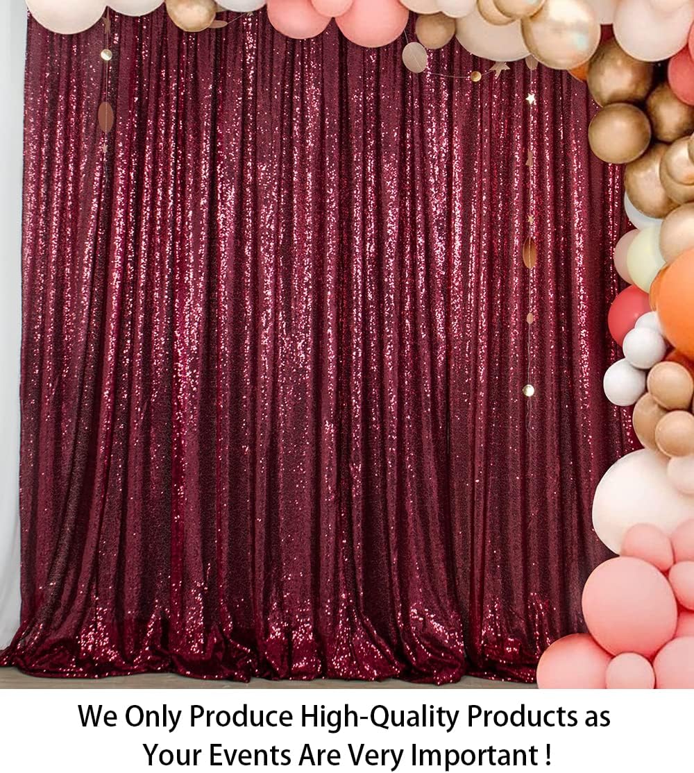 ShinyBeauty Burgundy Sequin Backdrop 10FTx10FT Sequin Fabric Backdrops for Photograph Photo-Backdrop-Drapes 10FT Sparkle Curtains for Wedding Wine Glitter Backgrounds for Shimmer Background