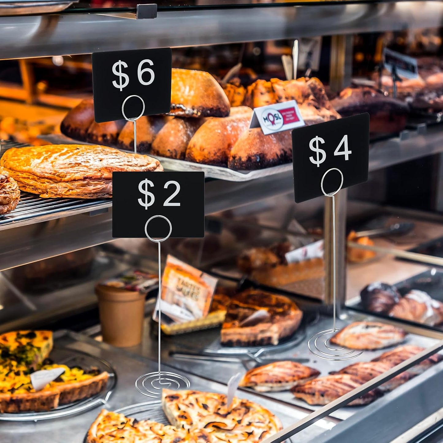 TecUnite 12 Pcs Mini Chalkboard Signs, 4"x3" Small Chalkboard Label with Metal Stand 2 Water Based Chalk for Food Buffet Tabletop Blackboard Sign for Party Bakery(Silver,8.7 x 2.8 in)