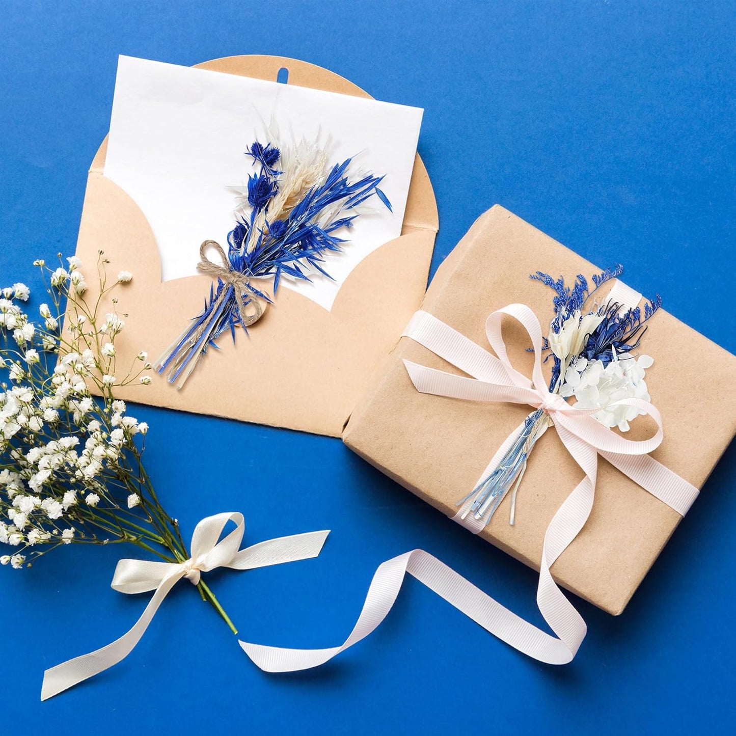 10/12/24/36 Pack Mini Dried Flowers for Vase Wedding Various Mini Bouquet Dried Small Wildflowers Natural Flowers Bulk for Crafts DIY Decor (12, Blue)