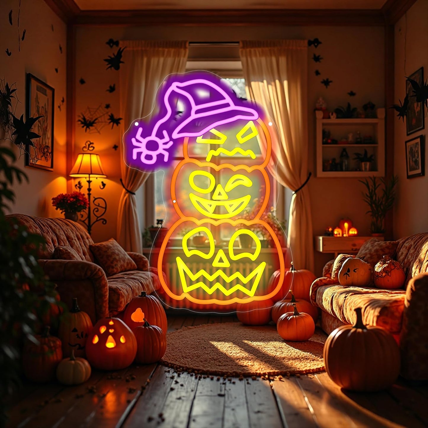 Halloween Pumpkin Patch Sign Pumpkin Halloween Patches Thanksgiving Decor Spider Sign Farmhouse Fall Decor For Front Porch for Table Home Kitchen Bedroom Living Room Bar Pub Club Party