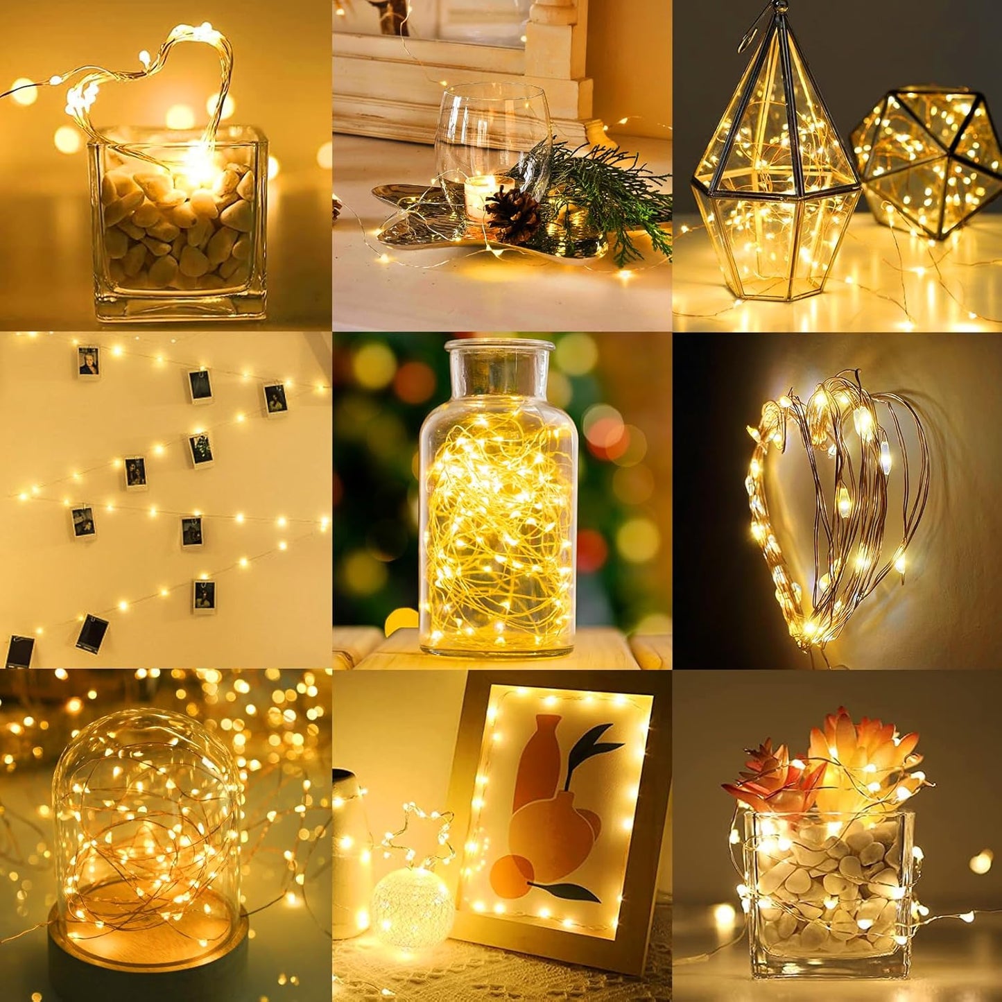 12 Pack Led Fairy Lights - Warm White, Battery Operated LED Silver Wire String Lights, 7FT 20LED Mini Firefly Starry String Lights Waterproof Led Twinkle Lights for Mason Jar DIY Christmas Decor