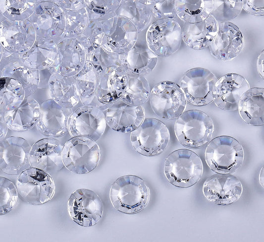 1000pcs/ Pack Wedding Table Acrylic Diamond Scatter Crystals Confetti Acrylic Gems Vase Fillers Rhinestones for Wedding, Bridal Shower, Vase Beads Decorations (10mm, Transparent)