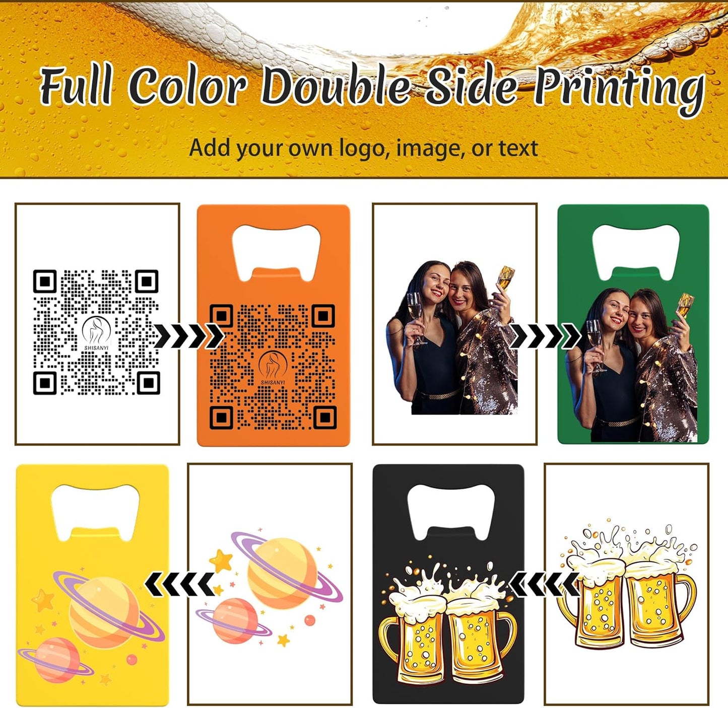 Personalized Credit Card Bottle Opener, Custom Stainless Steel Beer Bottle Opener, Upload Your Name/LOGO/Text, for Wedding Favors, Brewery, Bar, Anniversaries, Party (Green)