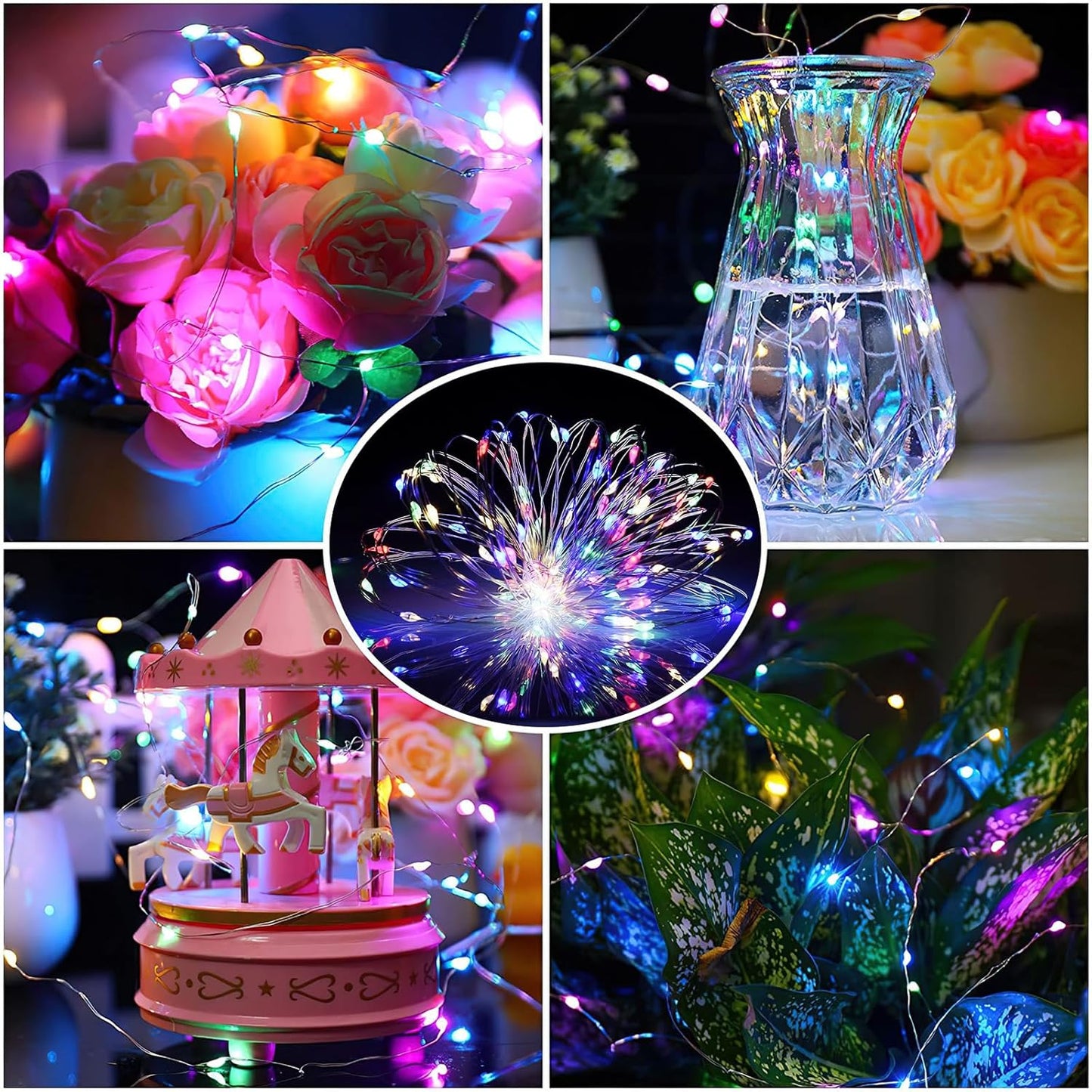 ZGWJ 8 Pack Fairy Lights Battery Operated, 7ft 20 Mini LED Fairy String Lights Silver Wire 3 Modes for DIY, Parties, Wedding, Bedroom, Halloween Christmas Decoration Colorful and Blue