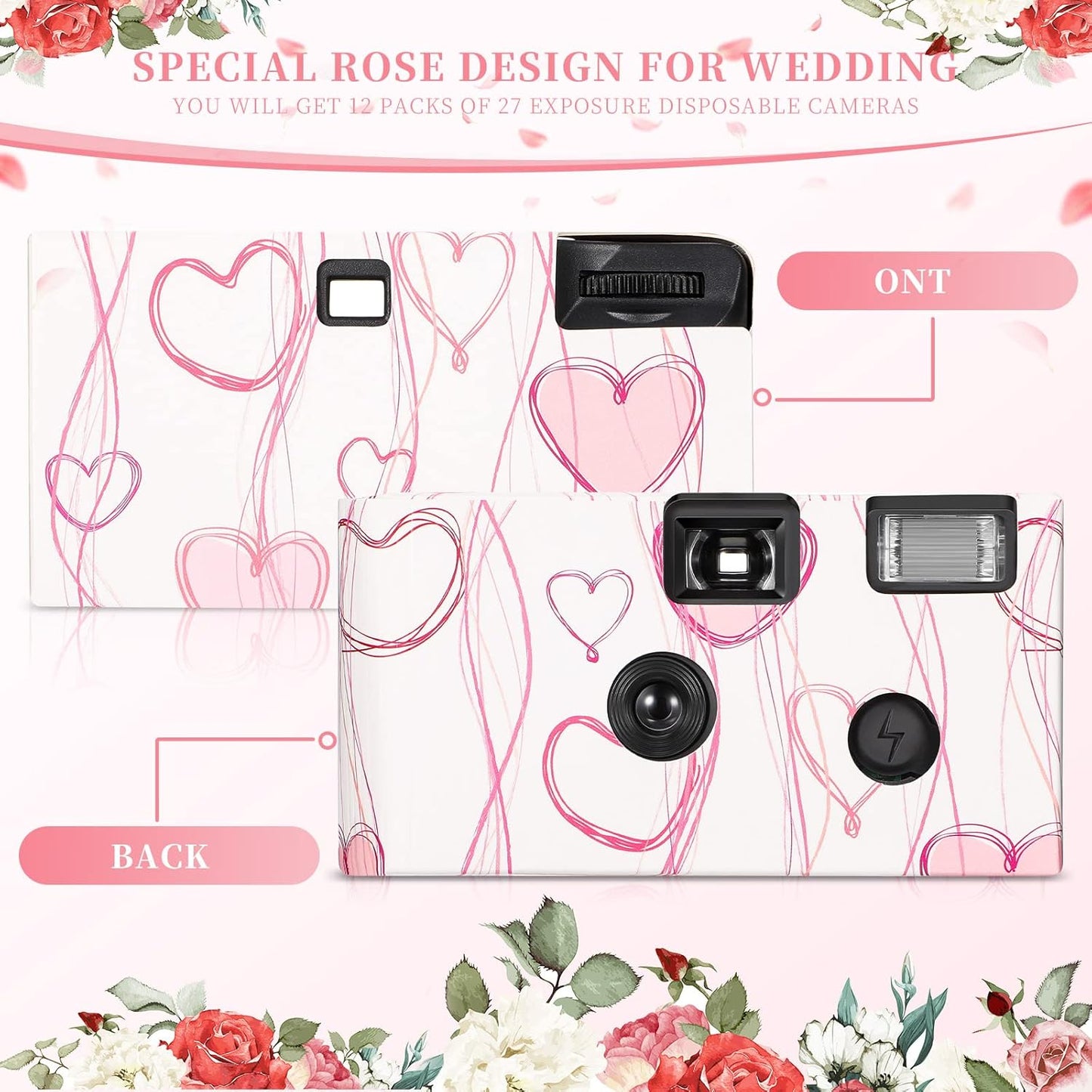 8 Pack Disposable Camera Bulk for Wedding 35mm Film Single Use Camera with Flash for Gathering Travel Anniversary Honeymoon Camp Party Supply