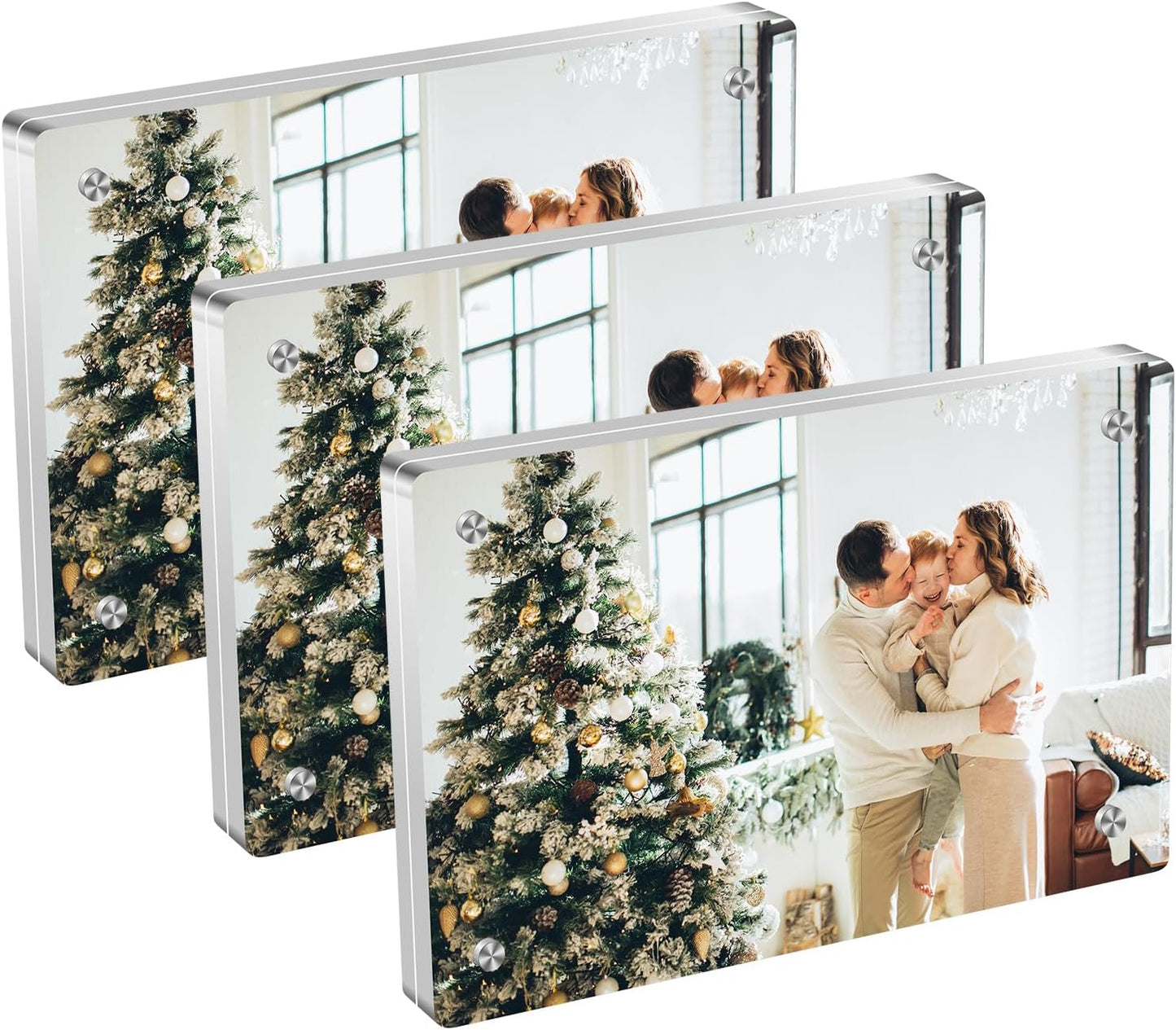 Acrylic Magnetic Photo Frame, 4x6 Inch Double-sided Magnetic Photo Frame, Tabletop Frameless Postcard Display (3-Pack)