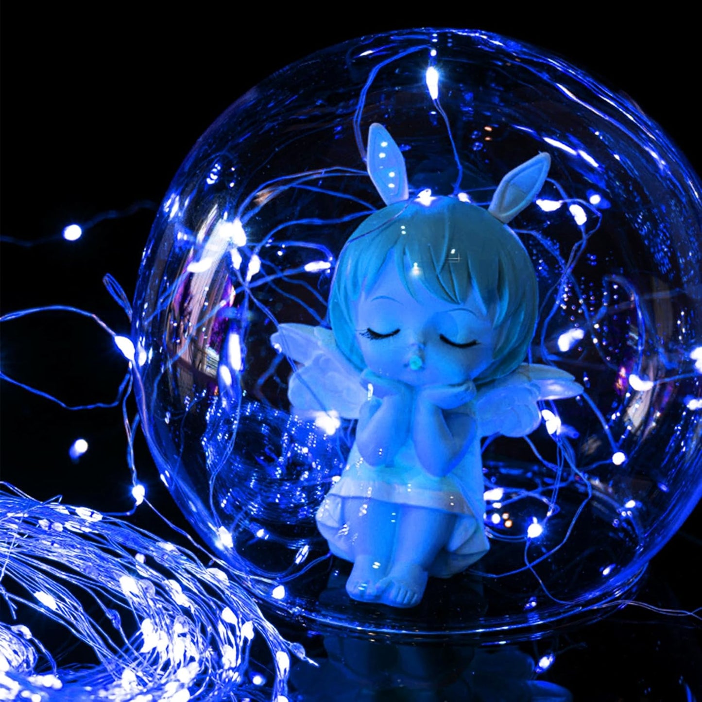 WATERGLIDE 12 Pack Fairy Lights Battery Operated (Included), 7 ft 20 LED Mini String Lights, Waterproof Silver Wire Firefly Starry Light for DIY Wedding Christmas Party Mason Jars Decor, Blue