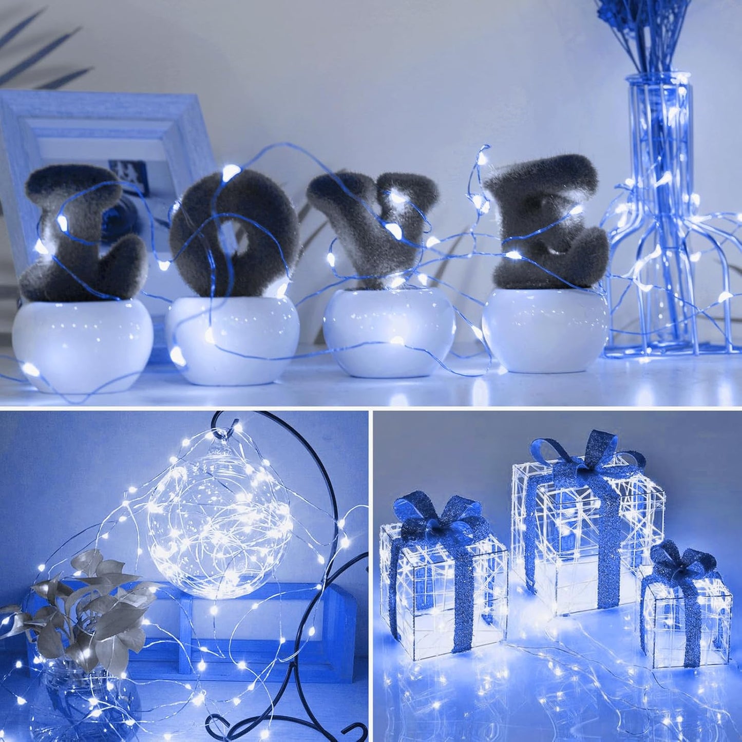 kolpop 12 Pack LED Fairy Lights Battery Operated, 7FT 20 LED Mini Twinkle String Lights Battery Powered Waterproof for Christmas Mason Jars Party (Cool White)