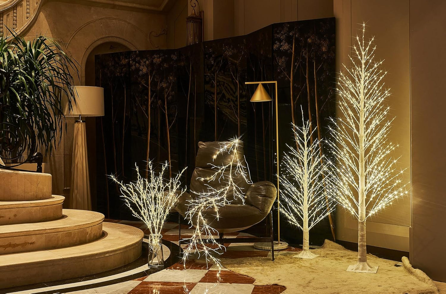 LITBLOOM Birch Garland with Lights 6FT 120 Fairy Lights Plug in, Lighted White Twig Vine Garland for Home Mantle Wall Christmas Decoration Inside Outside