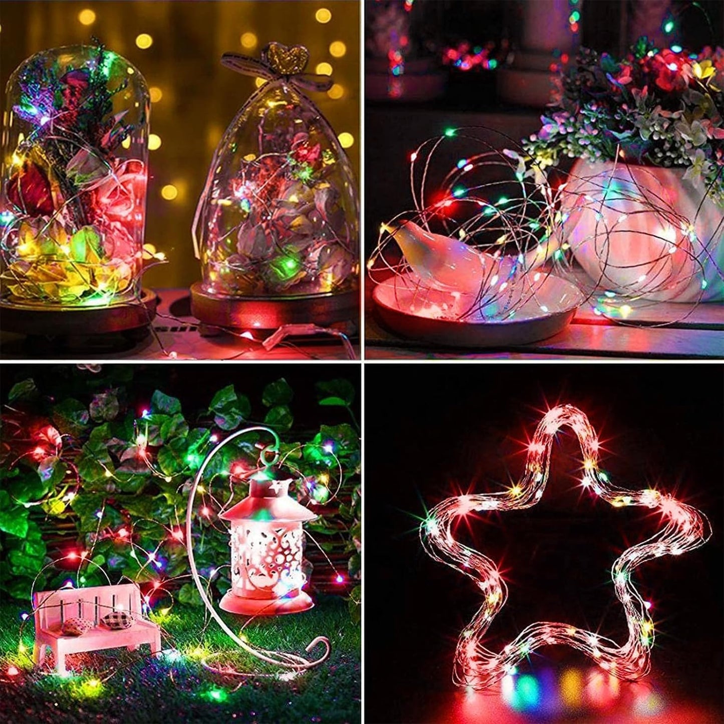 2-Pack Multicolor Fairy Lights Battery Operated with Timer, Waterproof 16FT 50 LED String Lights Outdoor Indoor, Twinkle Lights for Bedroom Wedding Birthday Christmas Parties Centerpiece (Multicolor)
