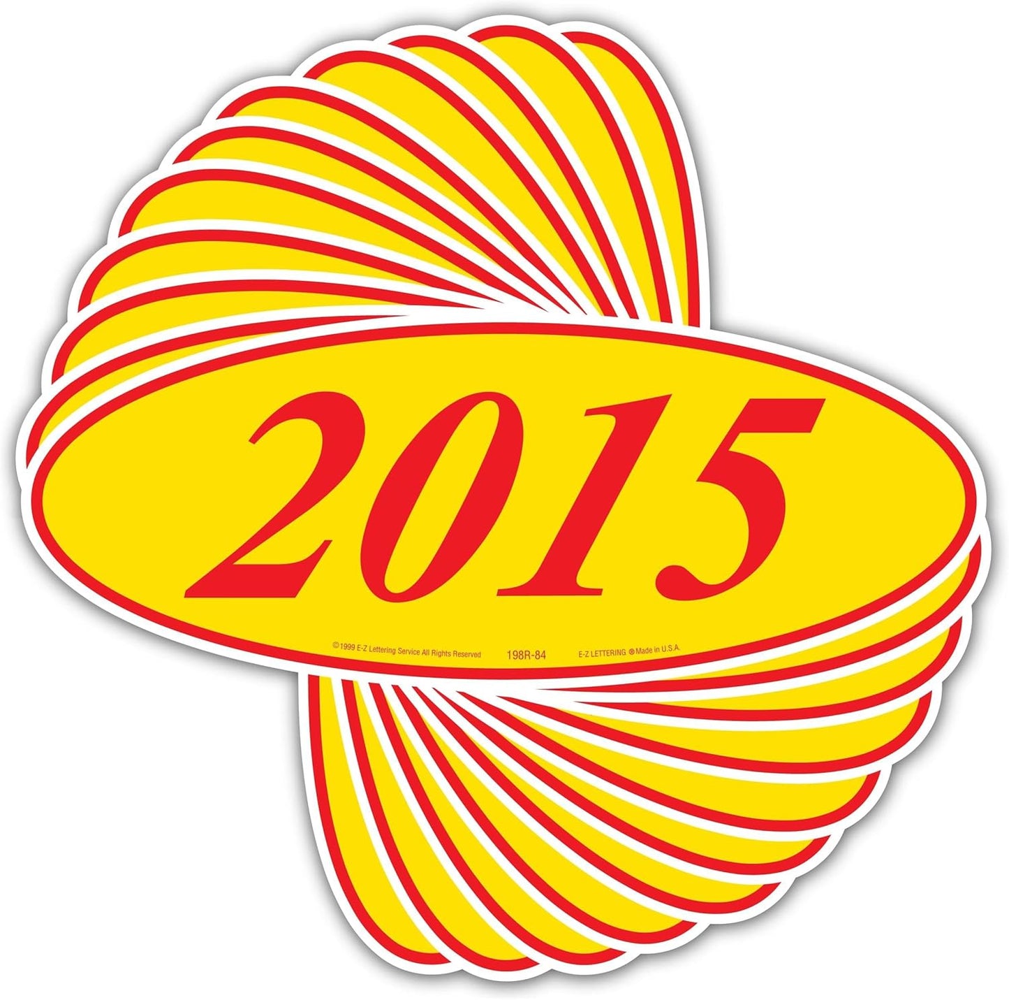 EZ-Line Oval Model Windshield Year Stickers for Car Windows Red and Yellow Large Vinyl Dealership Supplies 1 Dozen Pro Pack (2015)