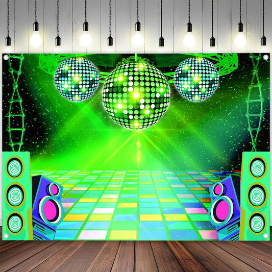 Dance Party Backdrop Retro 80s 90s Theme Stage Dance Ball Music Birthday Party Decoration DJ Photography Background 12 x 10 ft for Baby Shower Picture Photo Shoot Polyester Fabric,Purple