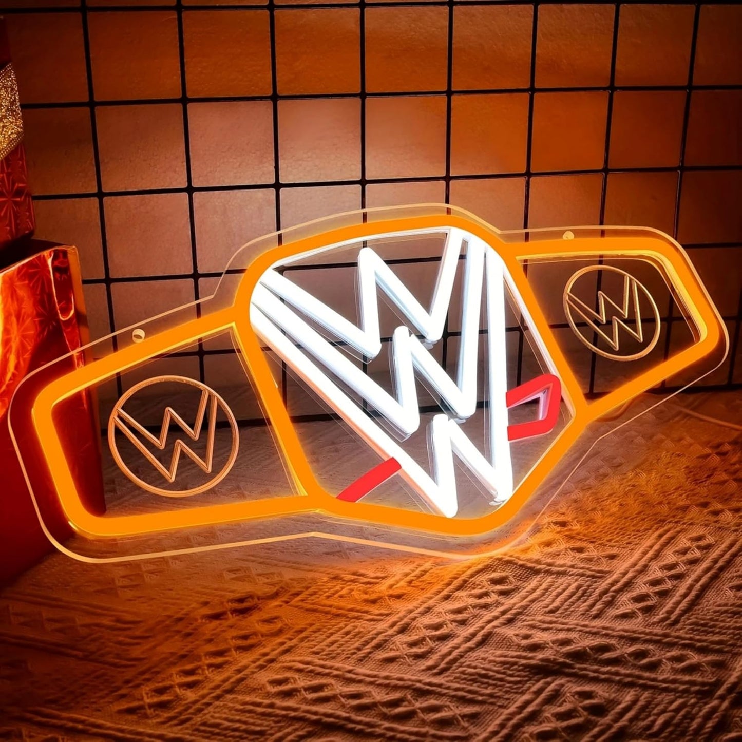 Wrestling Neon Sign for Wall Decor, Dimmable LED Boxing Belt Championship Neon Signs Light for Bedroom Dormitory Man Cave Beer Bar Boxing Club Gym Game Room, Gifts for Boys