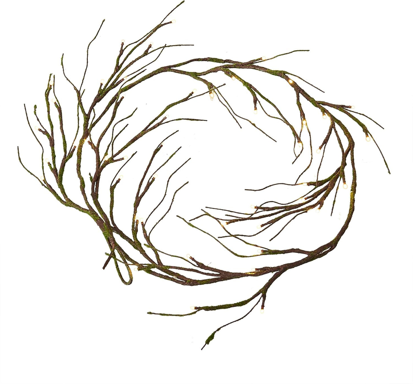 Hairui Mossy Garland Lights 6FT 48 LED Battery Operated Lighted Twig Vine with Timer for Halloween Christmas Party Decoration Indoor Outdoor Use