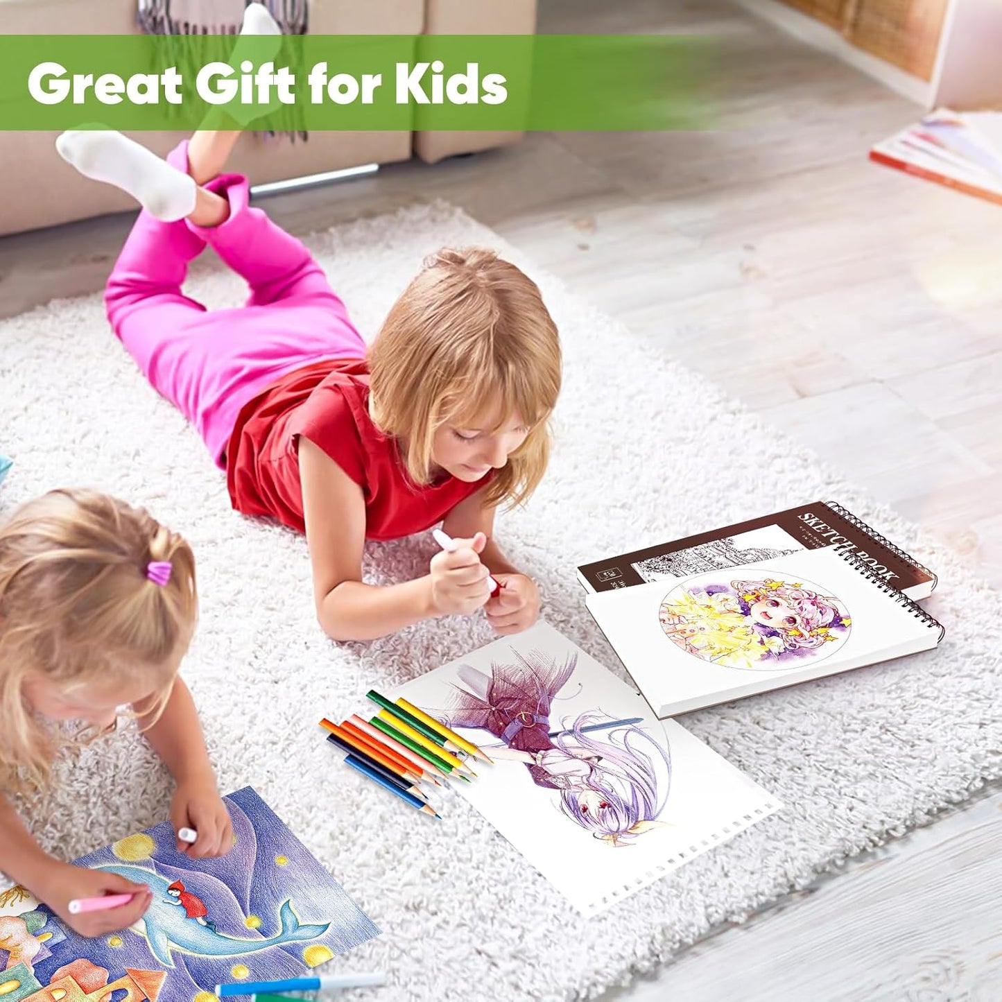 Soucolor 11" x 14" Large Sketchbook, 100 Sheets 68lb/100gsm Top Spiral Bound Large Sketch Pad, Acid Free Big Sketch Paper for Drawing, Illustration, Art Class Students