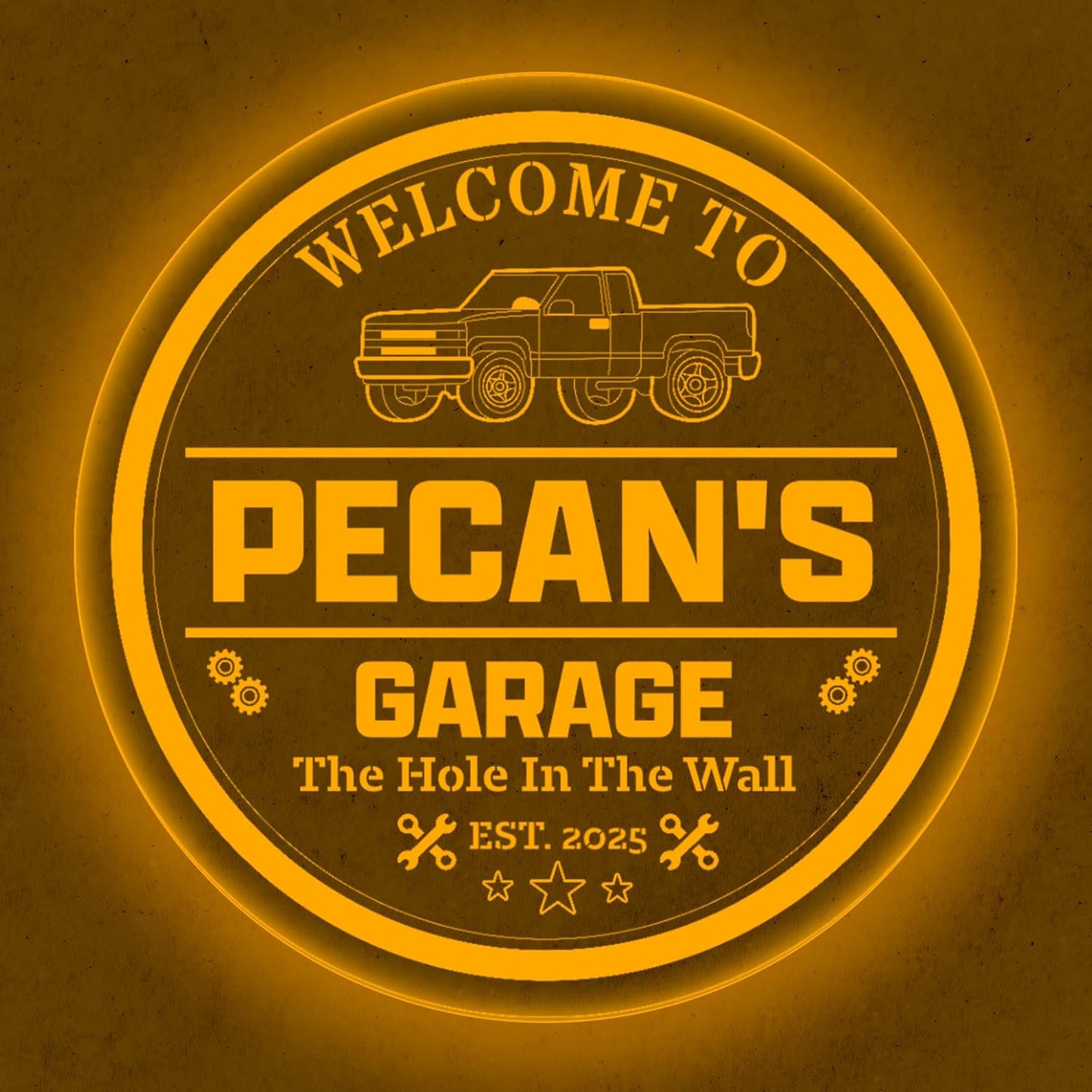 Custom Pickup Truck LED Sign – Personalized Color Changing Acrylic Wall Decor for Garage, Shop, or Man Cave (Garage 2, 12 INCHES)