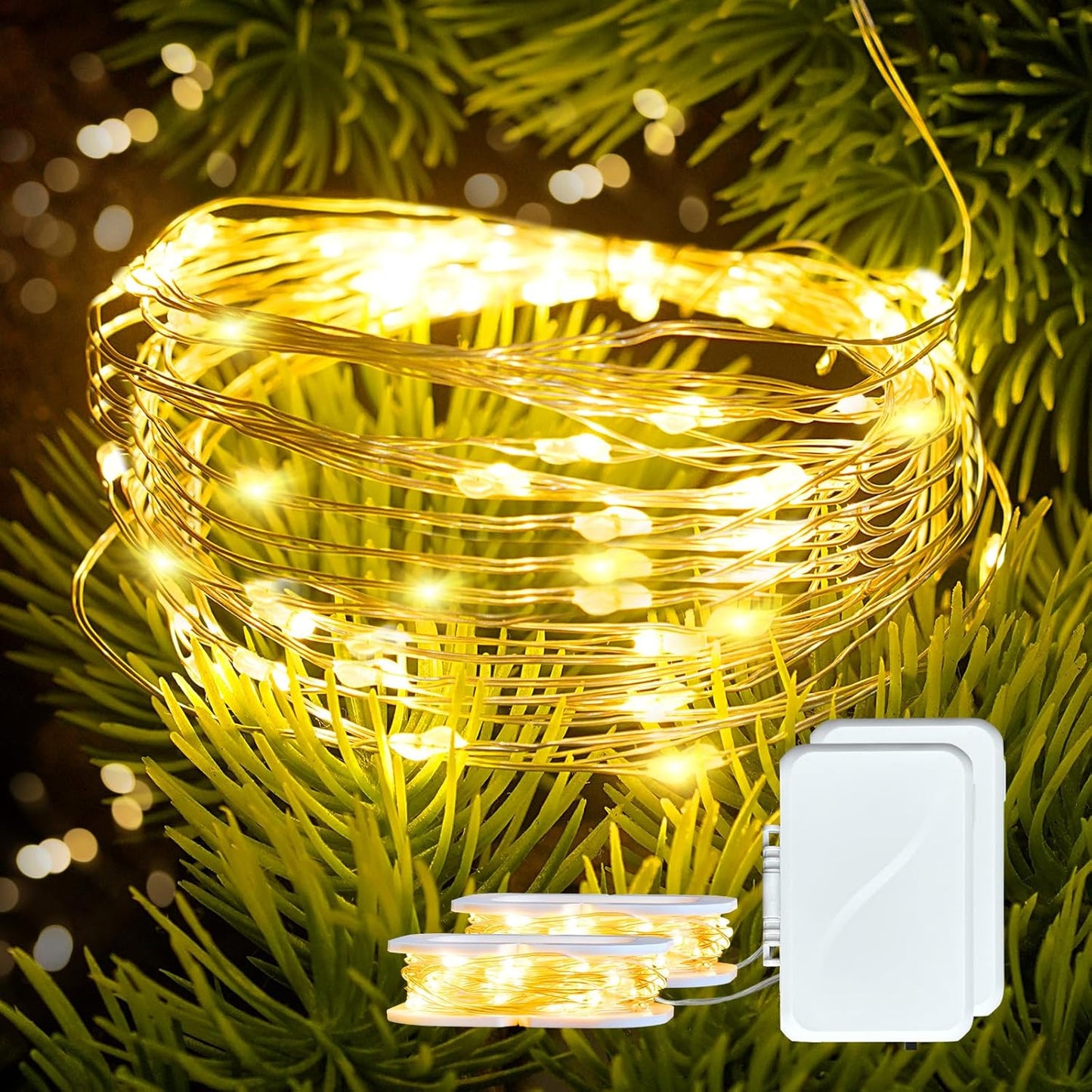 2 Pack 16Ft 50 LED Fairy Lights Mini String Lights Waterproof for Mason Jars Halloween Christmas Parties Wedding Table Centerpieces Decoration