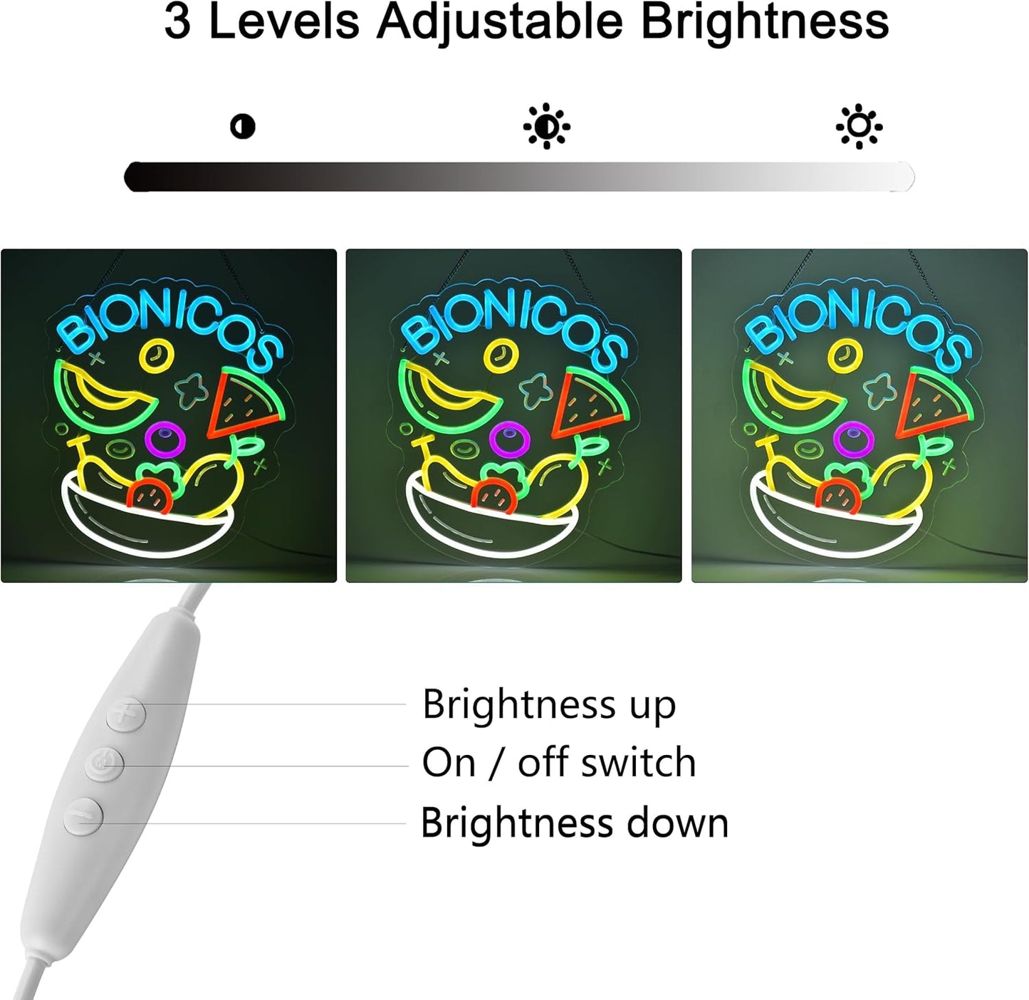 CNBEYOUNG Bionicos Neon Sign, Neon Lights Hanging Wall Art Decoration for Mexican Restaurant Cocktail Bar Man Cave Kitchen Party Home Decor, USB Powered Ultra Bright Dimmable,14.96x 12.6inches