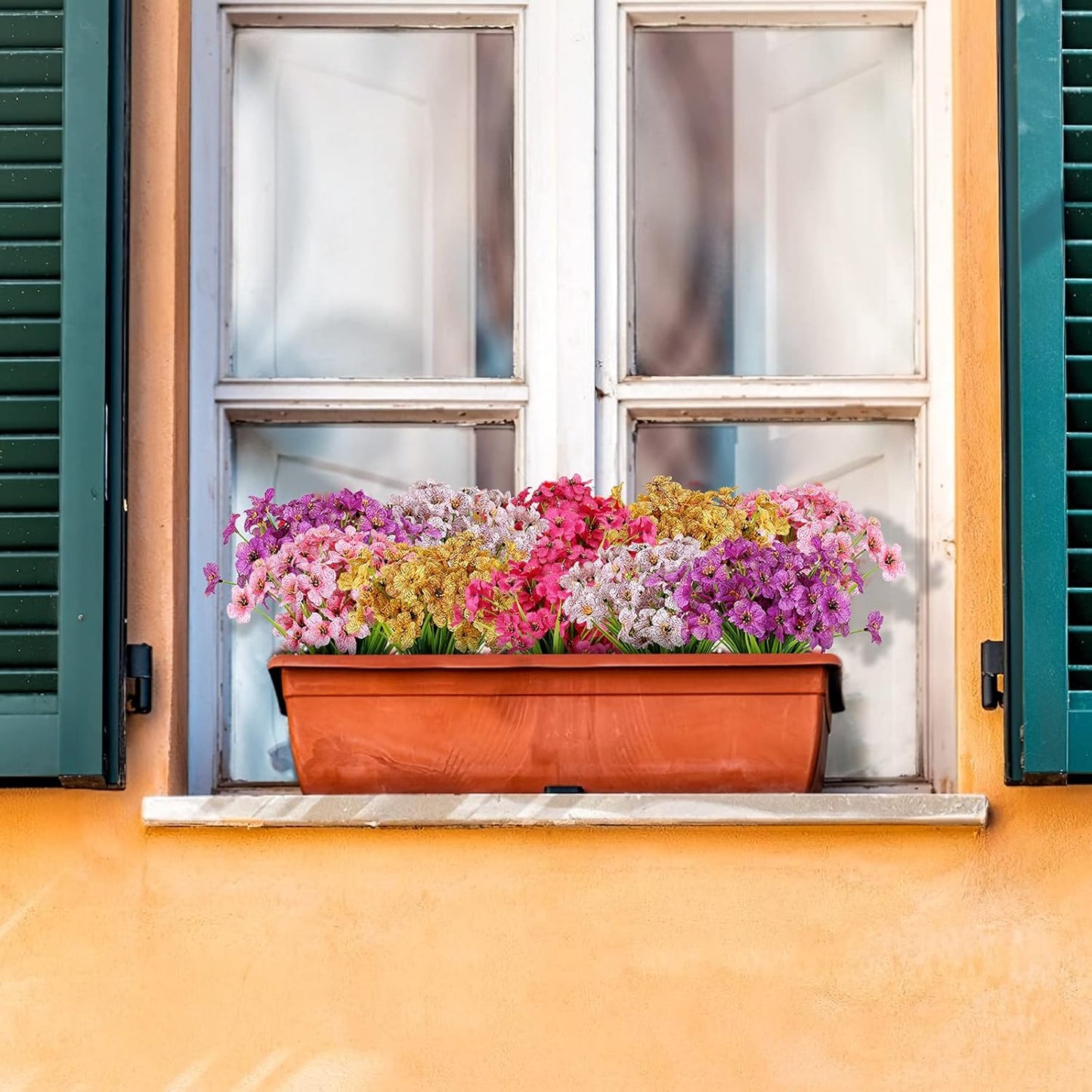 AmyHomie 20 Bundles Artificial Flowers for Outdoor Outside Spring Summer Decoration UV Resistant Faux Flowers No Fade Fake Plastic Plants Garden Porch Window Box Decorating (Fuchsia)