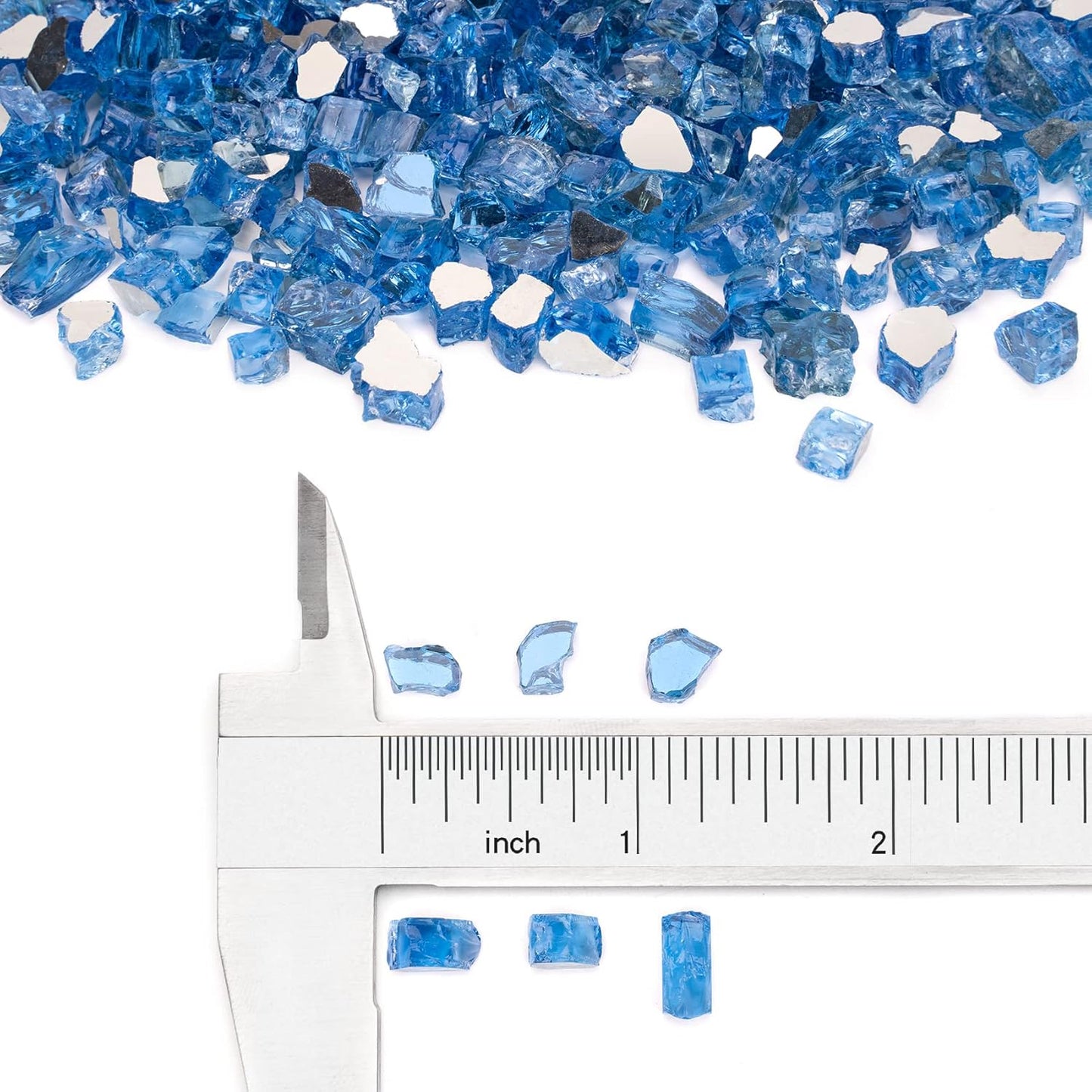 Stanbroil 10-Pound Fire Glass - 1/4 inch Reflective Tempered Fire Glass for Fireplace Fire Pit, Pacific Blue