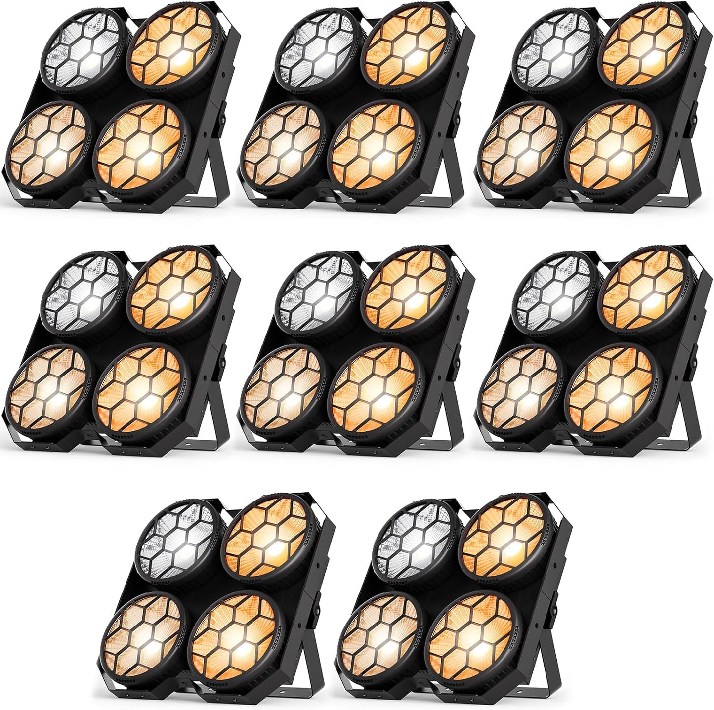 Stage Lights, 4X100W COB Spotlight LED Par Can Retro Lights, 2 in 1 Cool White & Warm White DMX512 Sound Activated Blinder Uplights for Events Parties Wedding Church Concert Studio Show Dance - 8Packs
