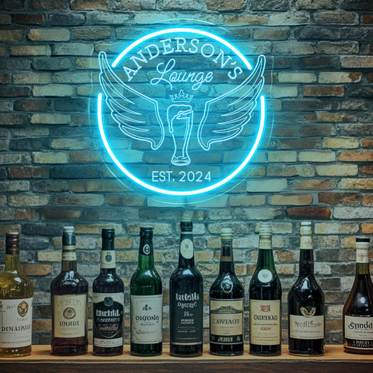 Custom Lounge Neon Sign for Home Bar Wall Decor, Personalized LED Neon Bar Name Signs for Men Dad Gifts, Dimmable Customizable Light Up Signs for Man Cave Lounge Basement Bar Tavern Bistro Business