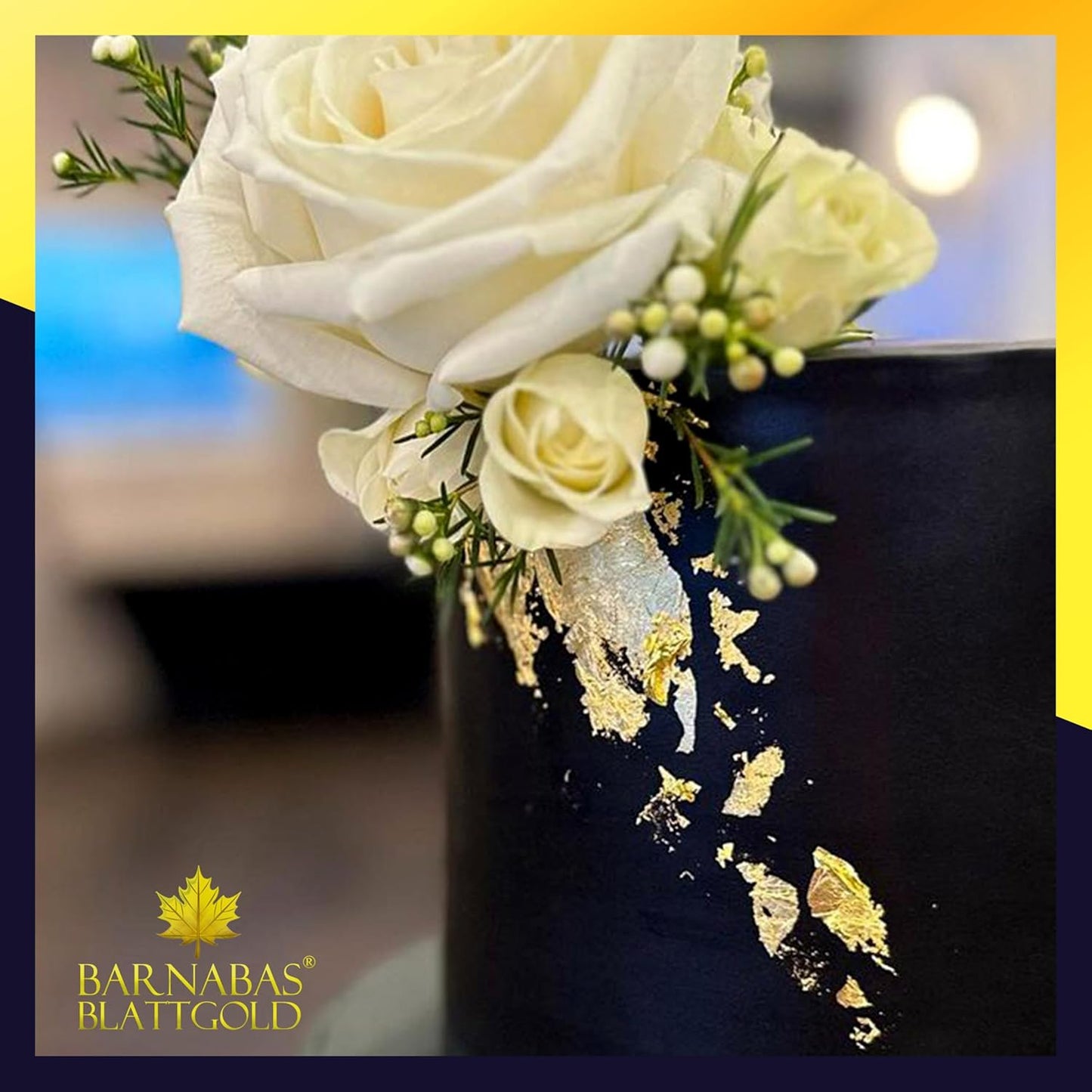 Barnabas Blattgold Edible Gold Leaf 24K - Cake Decorations, Loose Gold Leaf Sheets for Cupcakes - 3.1 inches, Book of 20