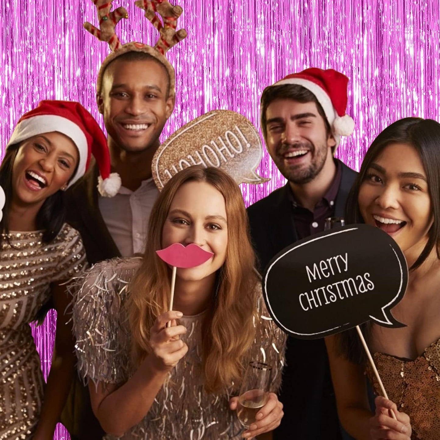 10 Pack Foil Curtain Backdrop Metallic Tinsel Foil Fringe Curtains Photo Booth Props for Birthday Wedding Engagement Baby Shower Bachelorette Christmas Holiday Celebration Party Decorations