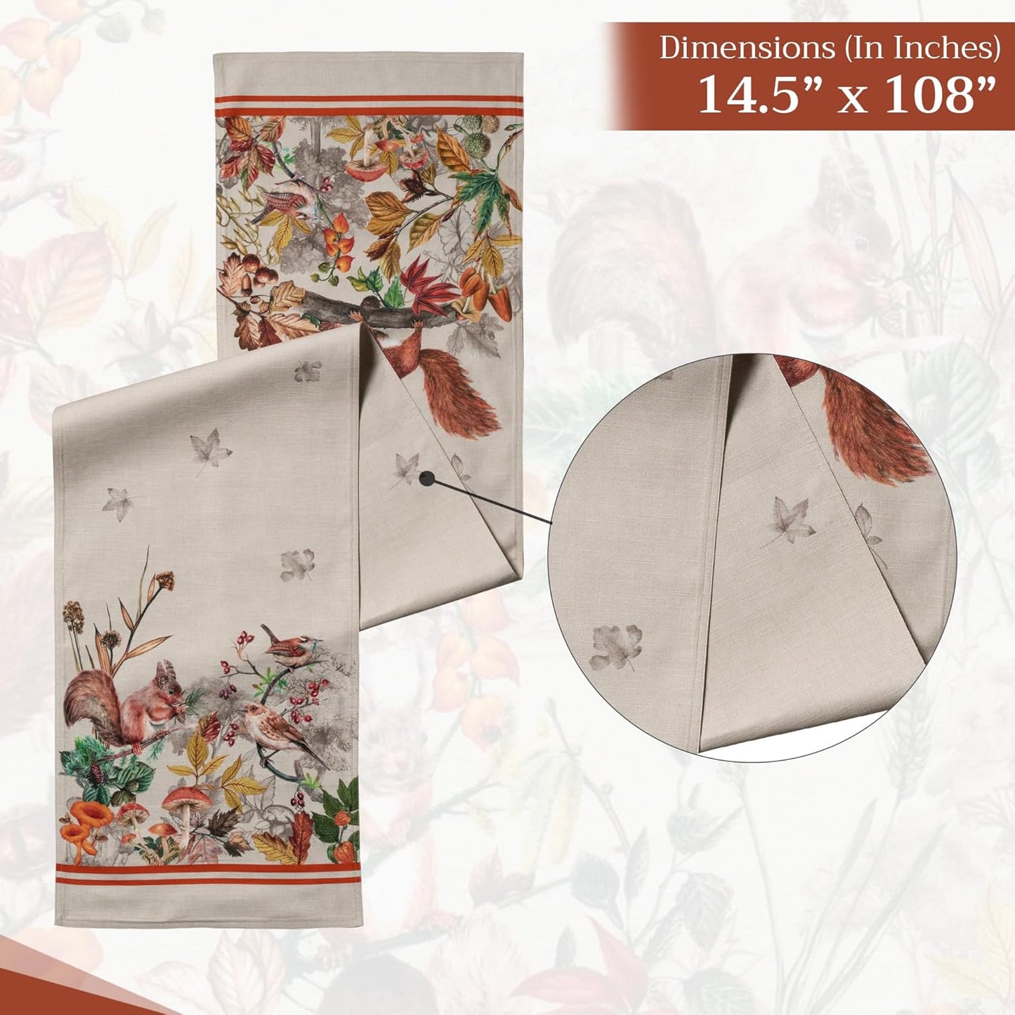 Maison d' Hermine Table Runner 100% Cotton Double Layer Table Runners 108 inches Long for Thanksgiving Christmas Decorations Home Kitchen Dining Party Wedding (Recolte, 14.5" x 108")