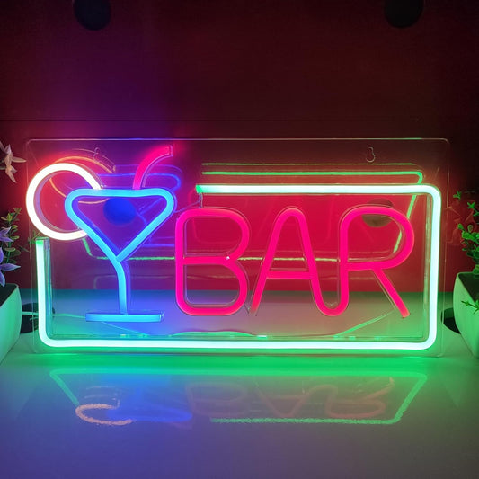 JYWJ BAR Neon Sign,USB Interface With Switch,Decorations For Bedroom,Bars,Commercial Venues,And Various Holiday Parties BAR Neon Light (Red+Green)