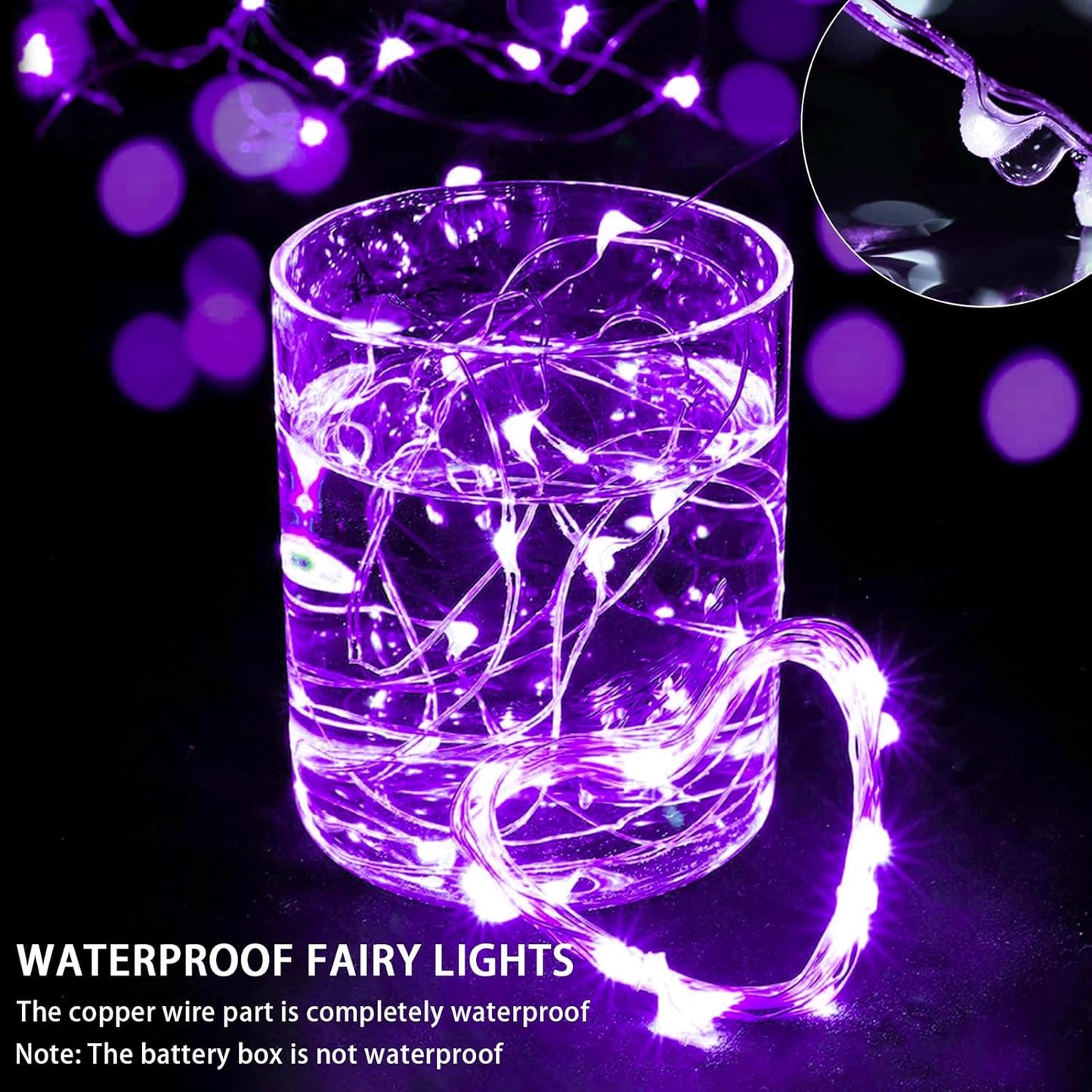 100 Pack Purple Fairy Lights 7Ft 20 LED Twinkle String Lights 3 Modes Battery Operated Waterproof Firefly Starry for Mason Jar Party Wedding Christmas Valentines Day Table Centerpieces