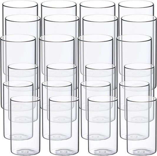 WDHODEC Hurricane Candle Holders 24 PCS, 6" 8" Clear Glass Bud Vases, Cylinder Vase, Pillar Floating Candle Holders for Wedding Birthday Party Centerpiece