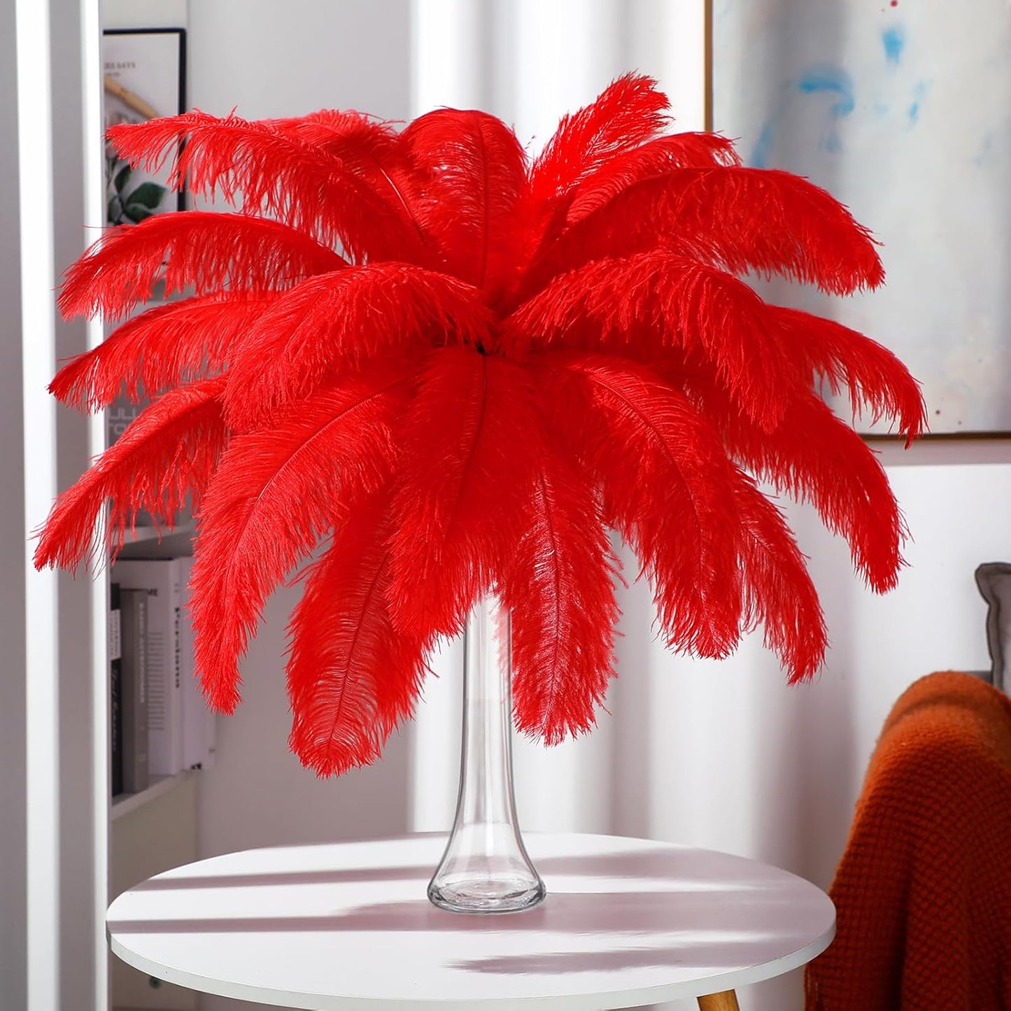 Maitys 90 Pcs Large Natural Ostrich Feathers Bulk 14-16 Inch (35-40cm) 12-14 Inch (30-35cm) 10-12 Inch (25-30cm) Ostrich Feathers Plumes for Centerpieces Wedding(Red)