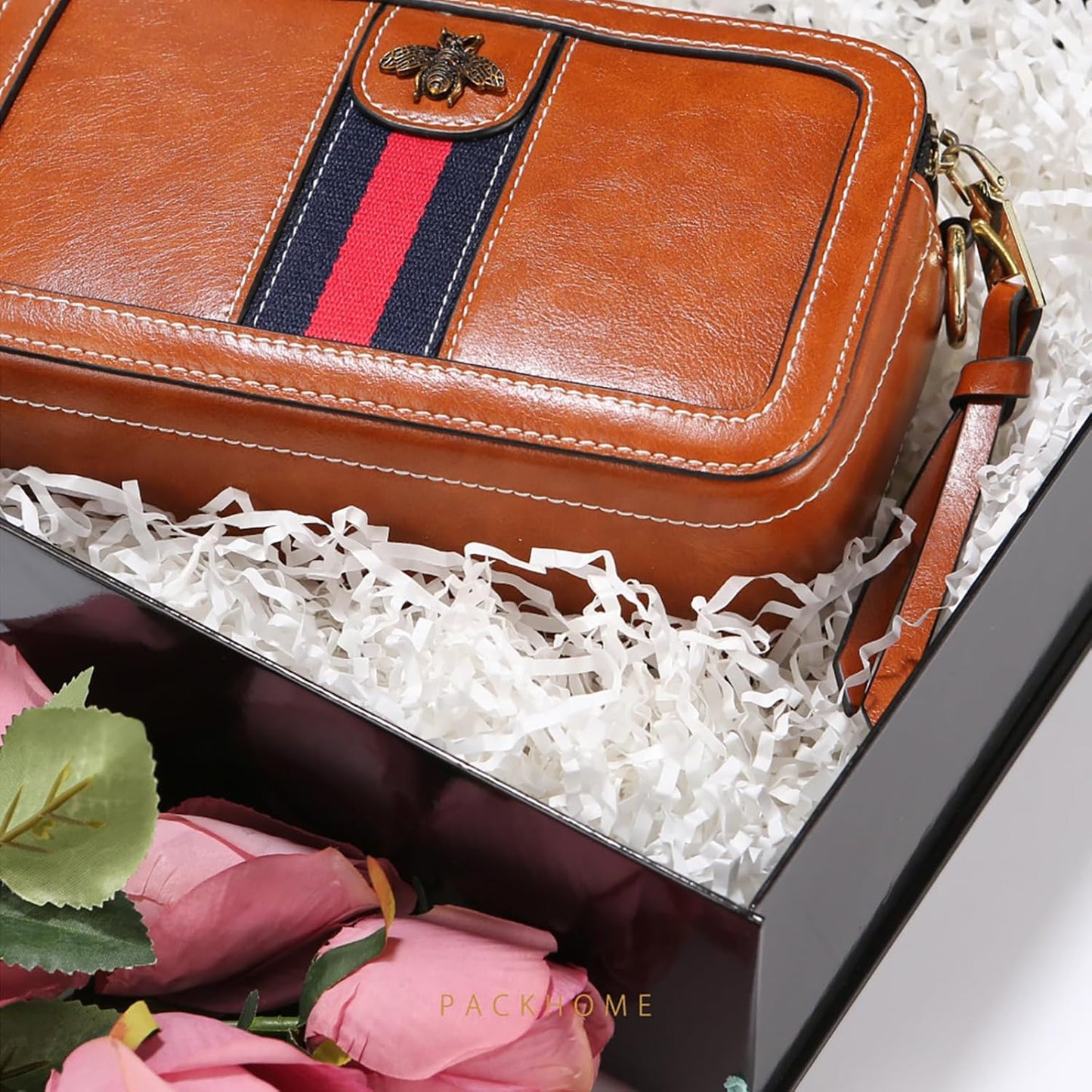 PACKHOME Large Gift Box 13.5x10x3.5 Inches, Sturdy Shirt Box with Magnetic Lid for Multiple Occasions (Glossy Black)