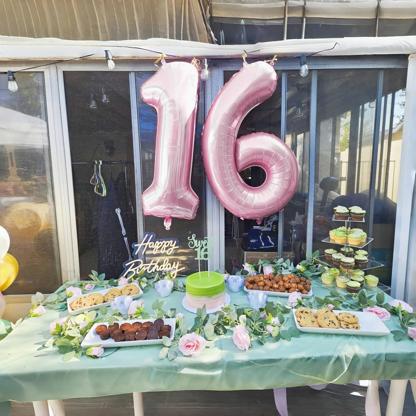 Pastel Pink Number 6 Balloons, 40 In Large Light Pink Number 6 Foil Helium Balloons for Girls, Self Inflating Number Balloons 0-9 for Girls 6th 16th Birthday Women Anniversary Party Decoration