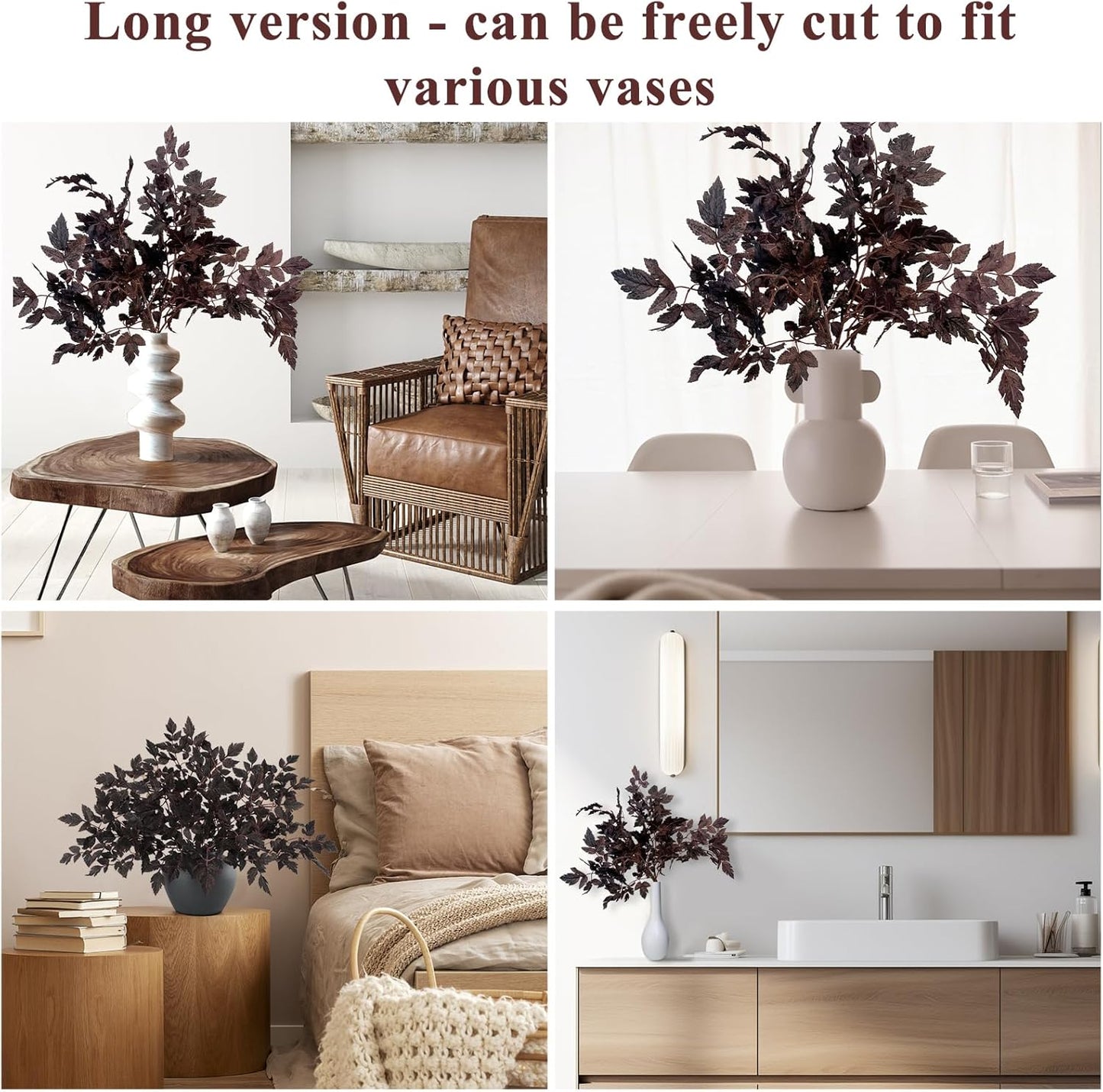 Fall Decor，Fall Stems,Artificial Cimicifuga Stems,6-Pack 32 Inch,Purple Fall Foliage Spray for Tall Vase,Farmhouse Thanksgiving Mantel Centerpiece Halloween Decor Arrangements