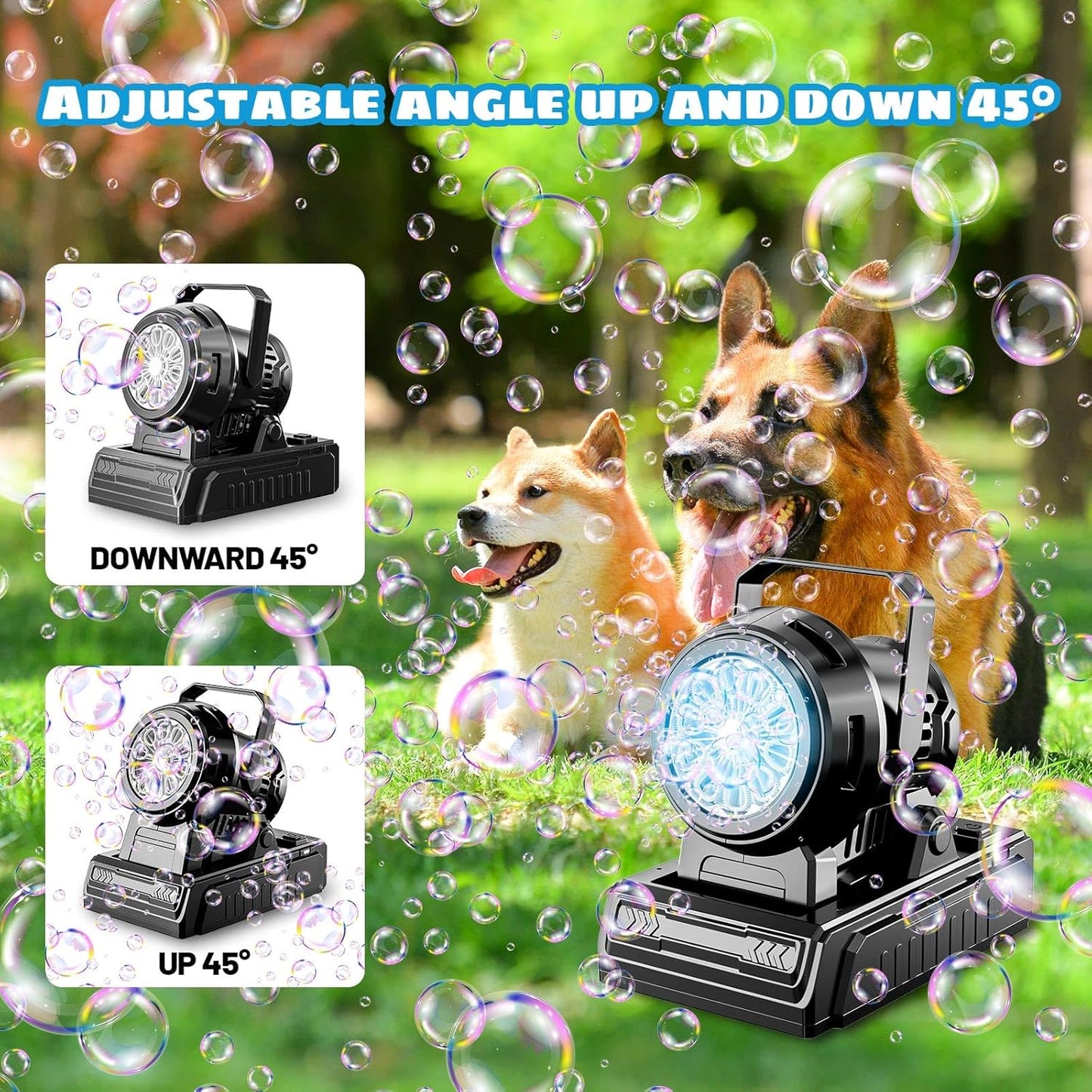 SHCKE Automatic Bubble Machine 10 Holes Bubble Blower,Plug in or Battery Operated Portable Bubble Maker,20000+ Big Bubbles Per Minute Bubbles for Outdoor Wedding Birthday Easter Party