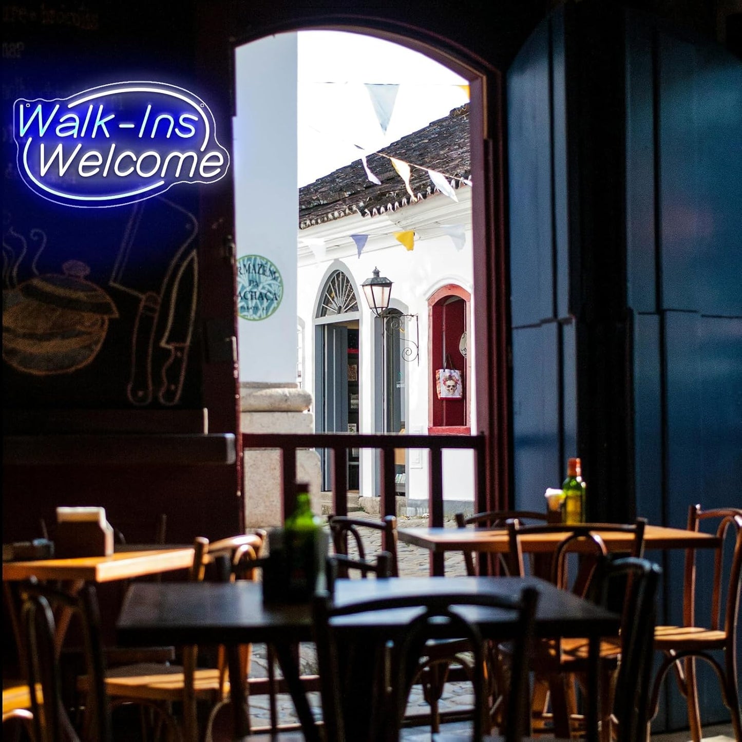 Walk-Ins Welcome Neon Sign, Neon Sign For Wall Decor, Blue + White Led Signs Usb Powered, Living Game Room Decor, For Bedroom Restaurant Bar Hotel Shop Party Birthday (16.5x9.4in)